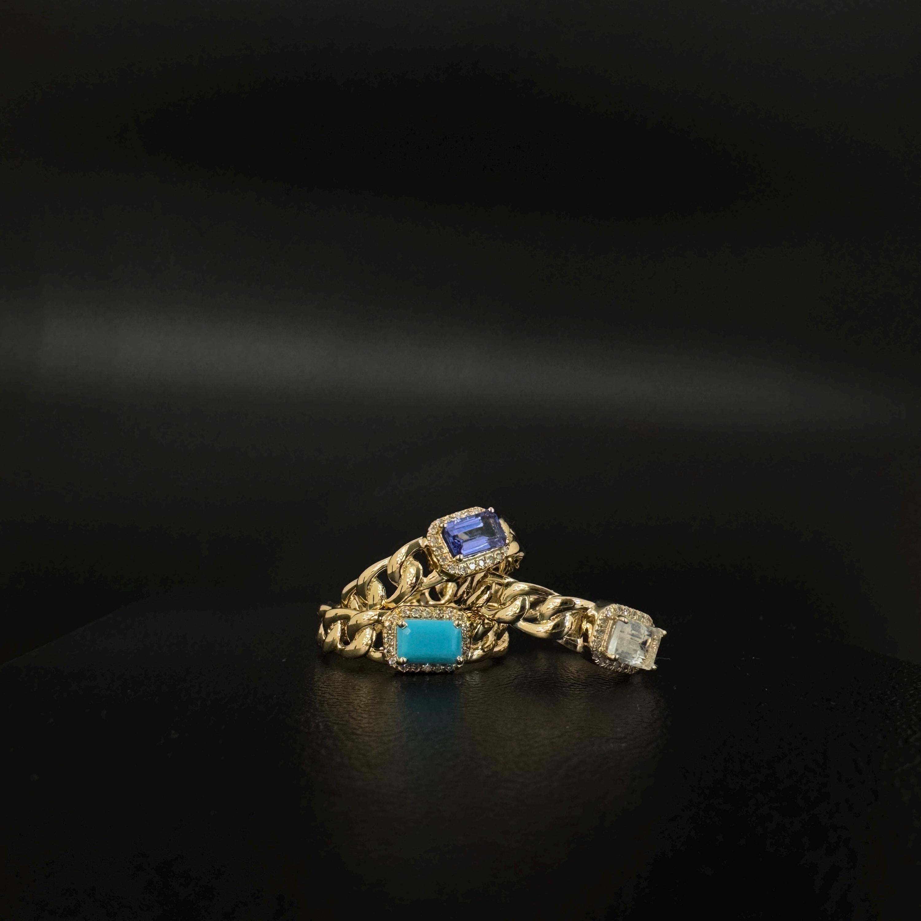 Diamond Rainbow Moonstone Ring
