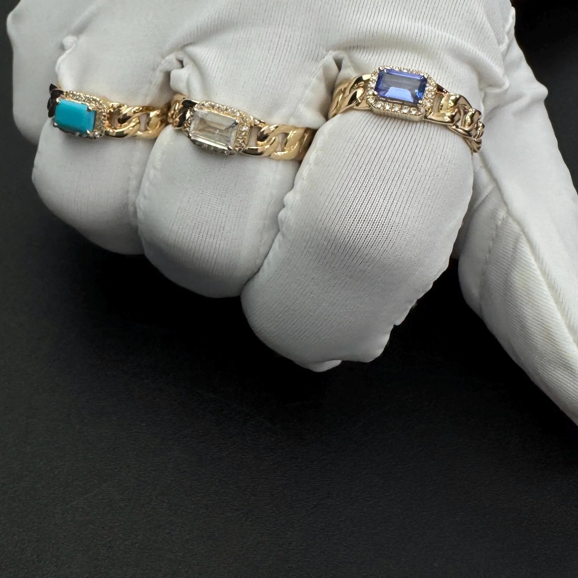 Diamond Rainbow Moonstone Ring