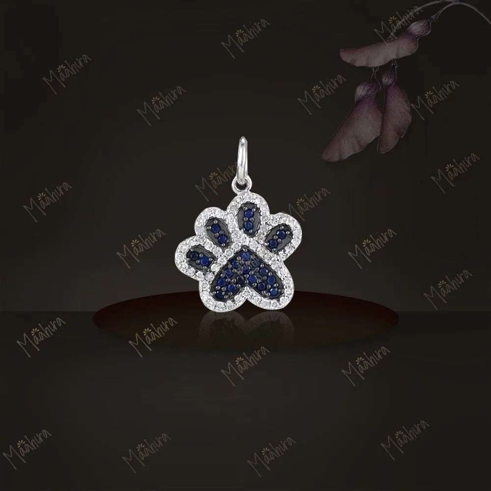 Diamond & Blue Sapphire Paw Charm