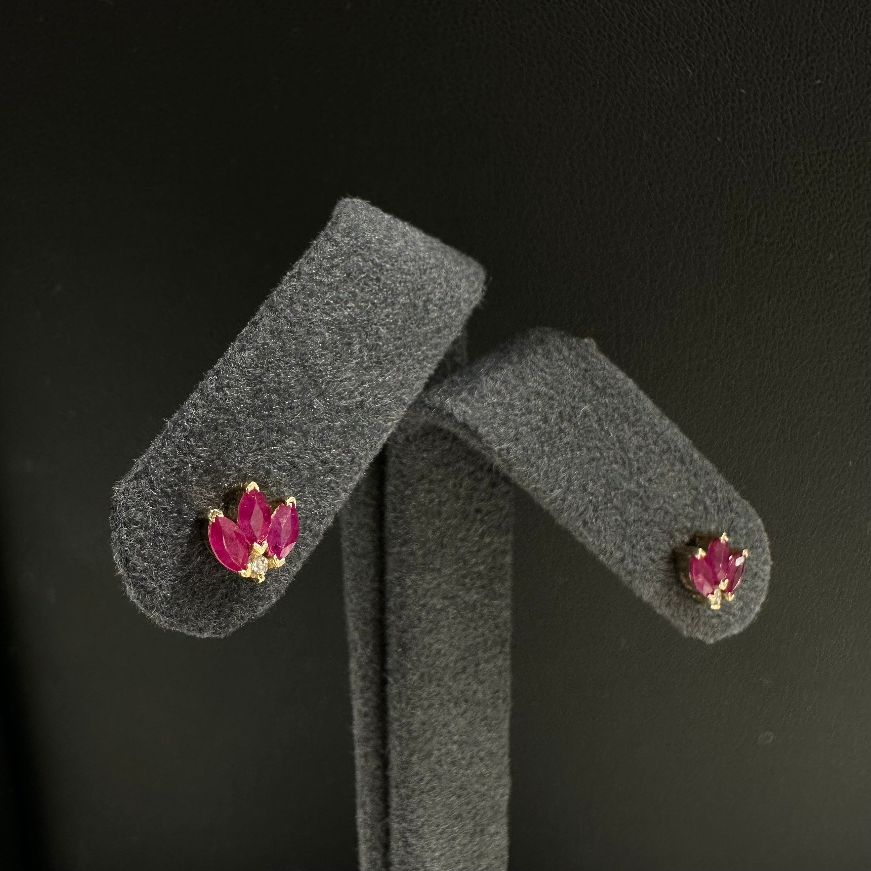 Diamond & Ruby Marquise Stud Earrings