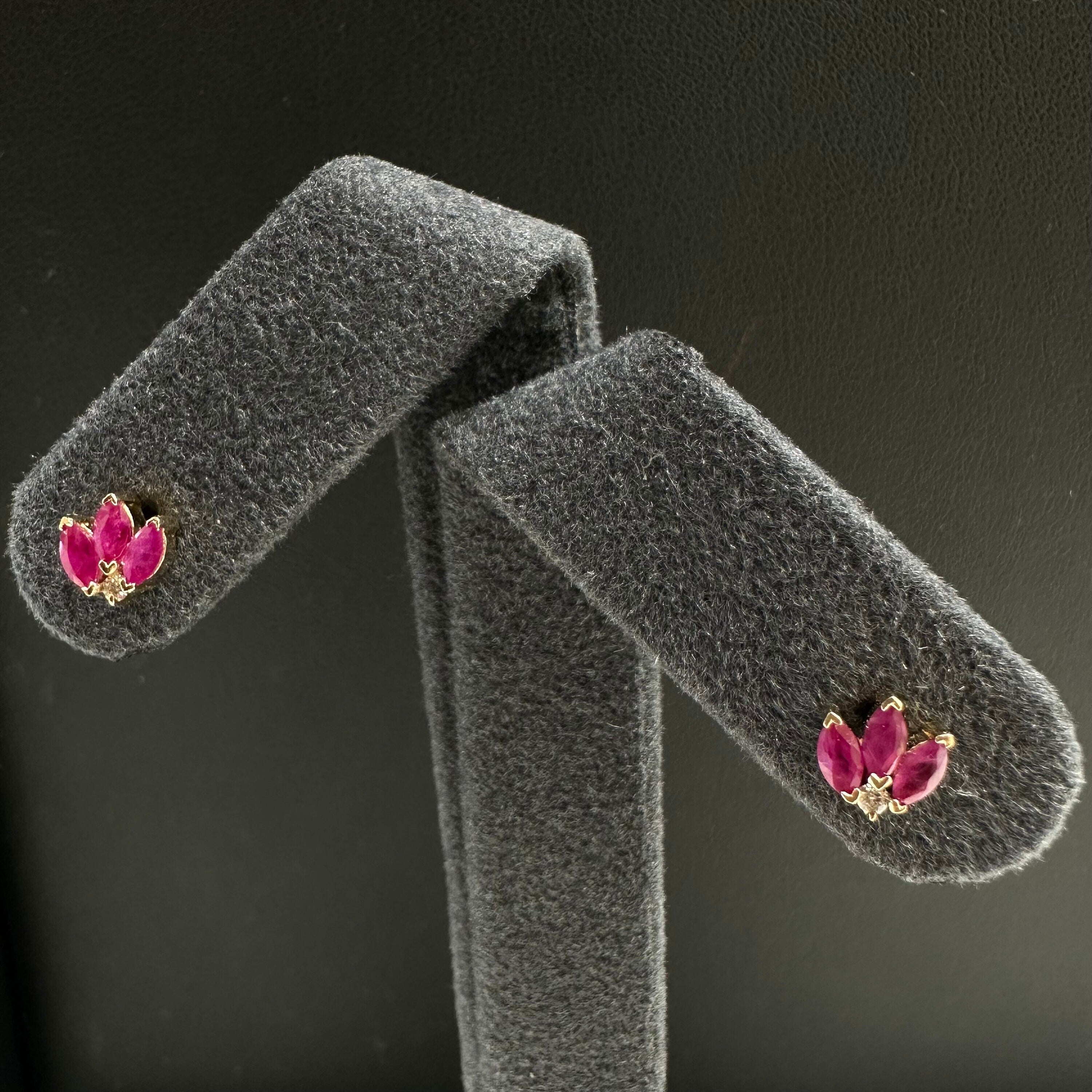 Diamond & Ruby Marquise Stud Earrings