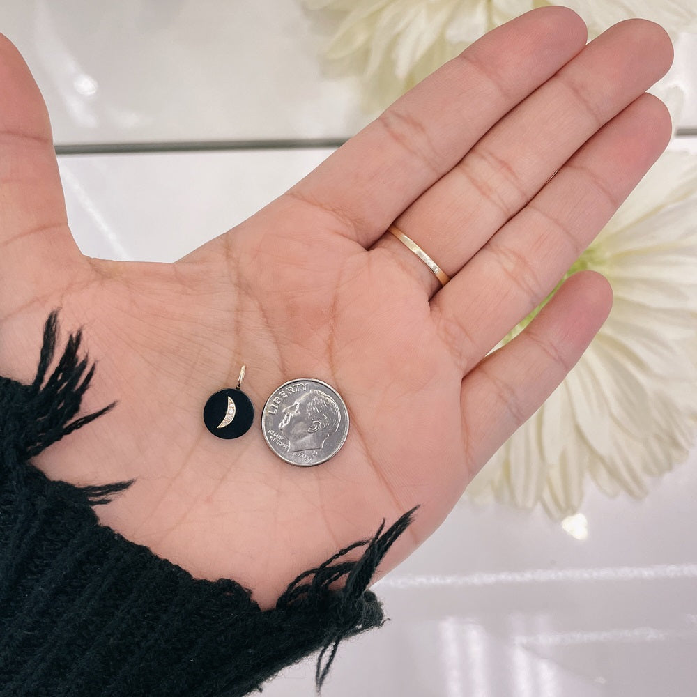 Diamond & Onyx Moon Pendant