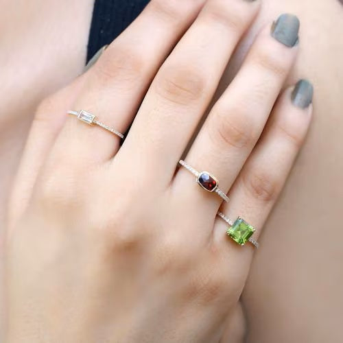 Diamond & Pink Sapphire Ring 5x2.5mm