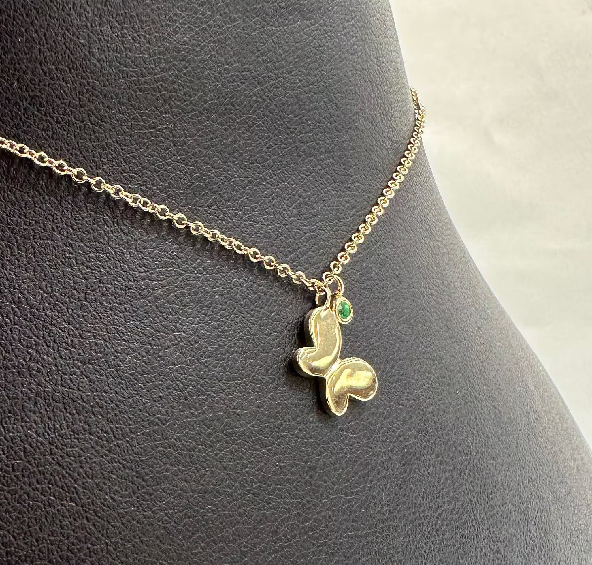 Butterfly Necklace with Emerald 1.50mm