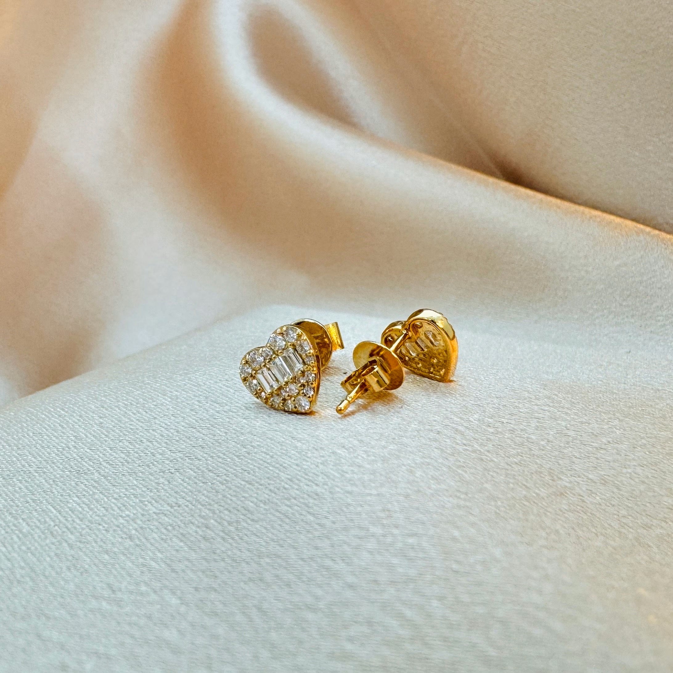 Diamond Heart Studs 7.5x8mm