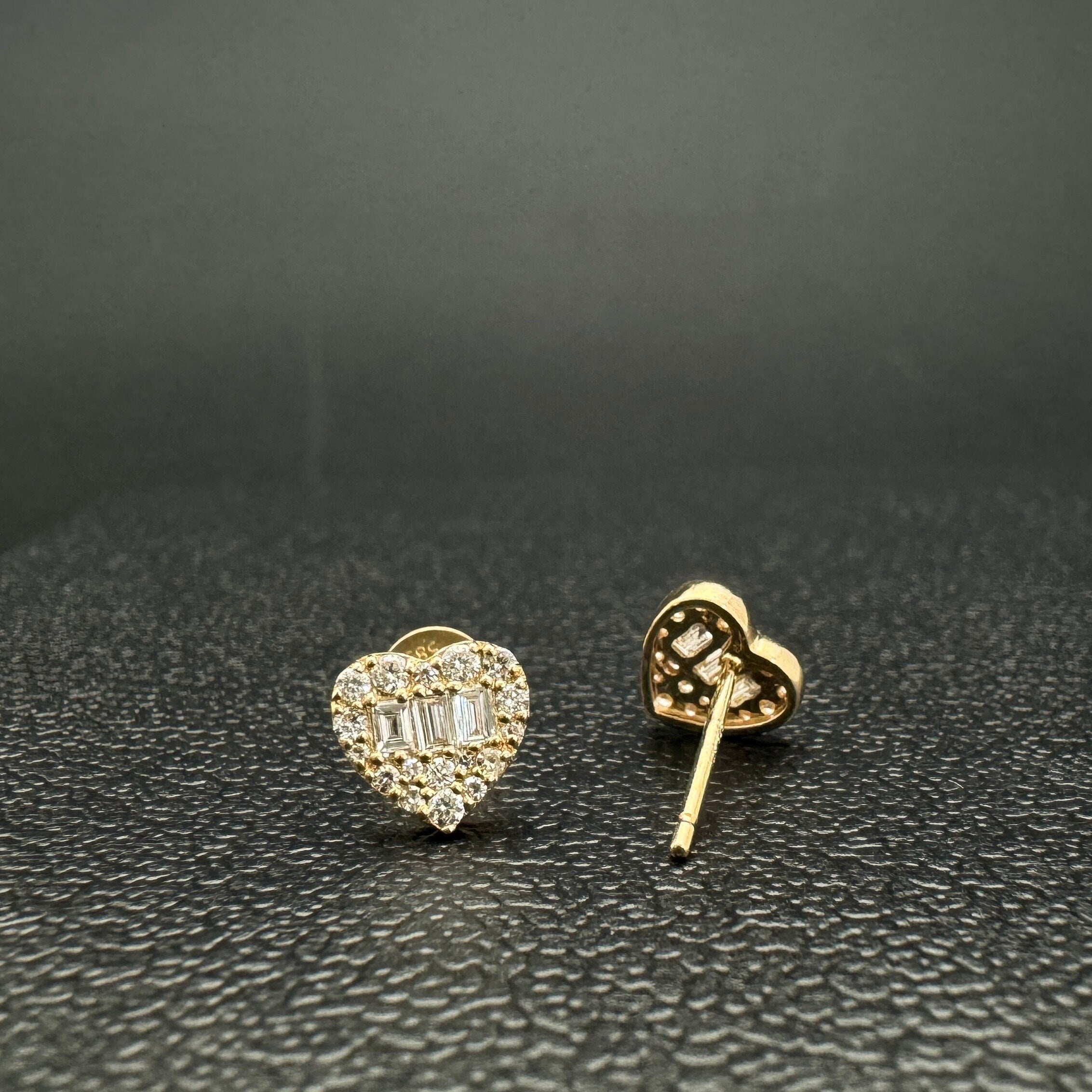 Diamond Heart Studs 7.5x8mm