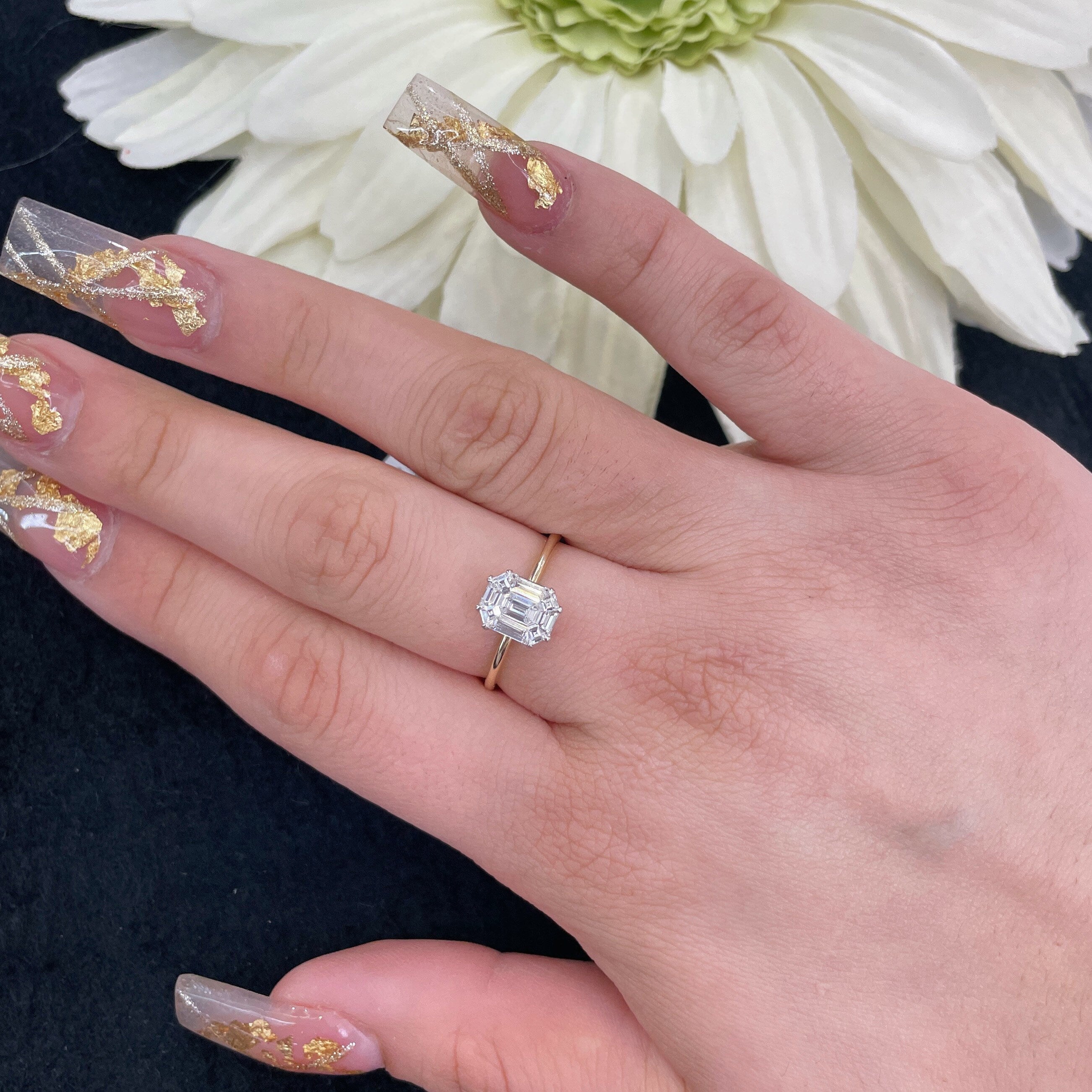 14K 2Tone Pie Cut Diamond Ring