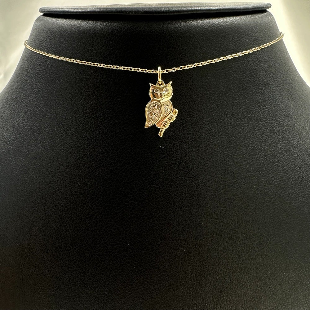 Diamond Owl Charm -14.5mm x 9.5mm