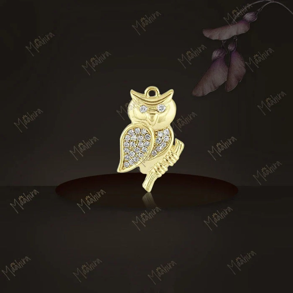 Diamond Owl Charm -14.5mm x 9.5mm