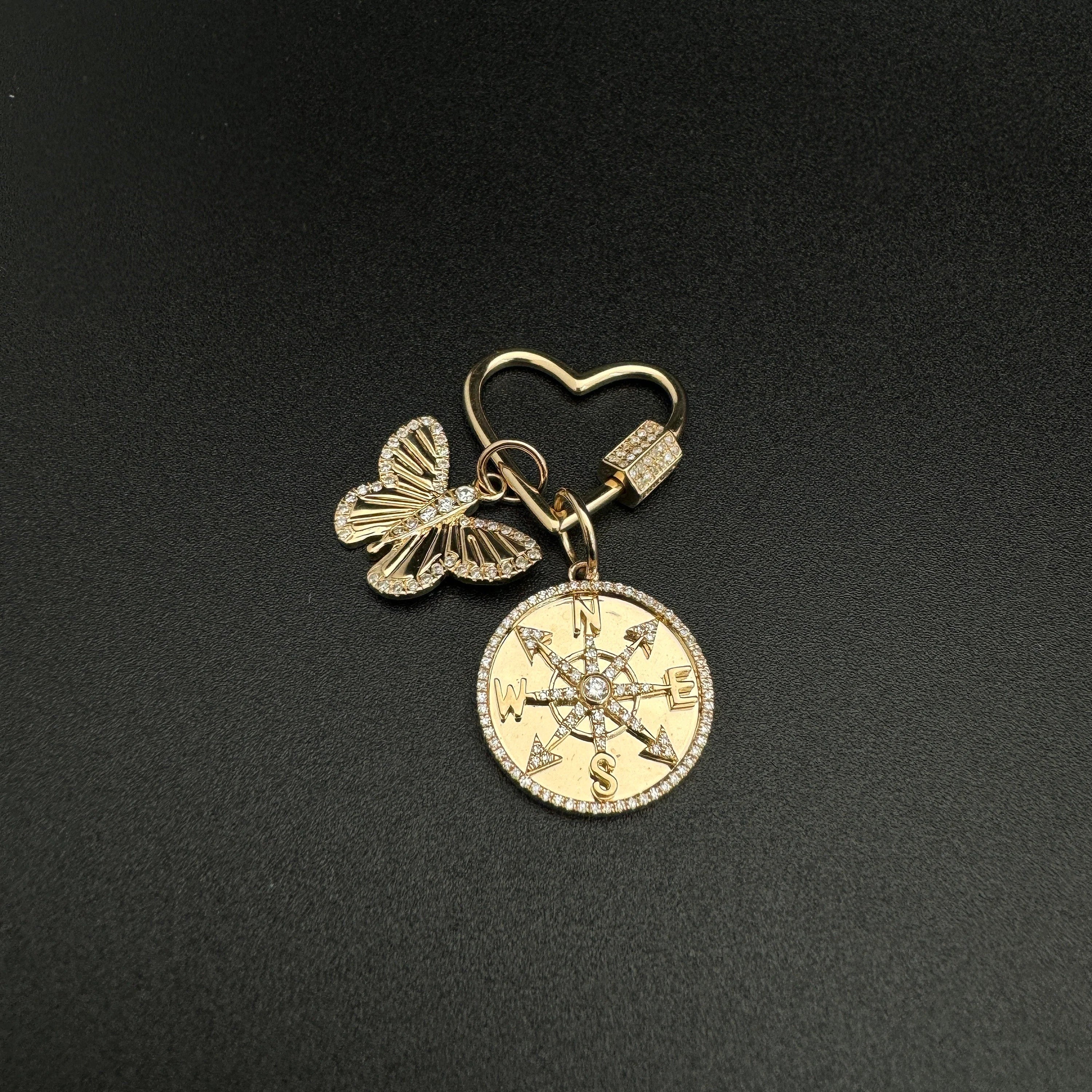 Diamond Heart Carabiner Lock Charm Enhancer 20x20mm