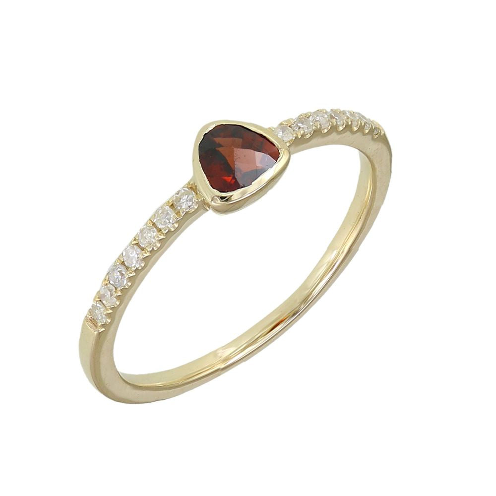 Diamond Trillion Red Garnet Ring