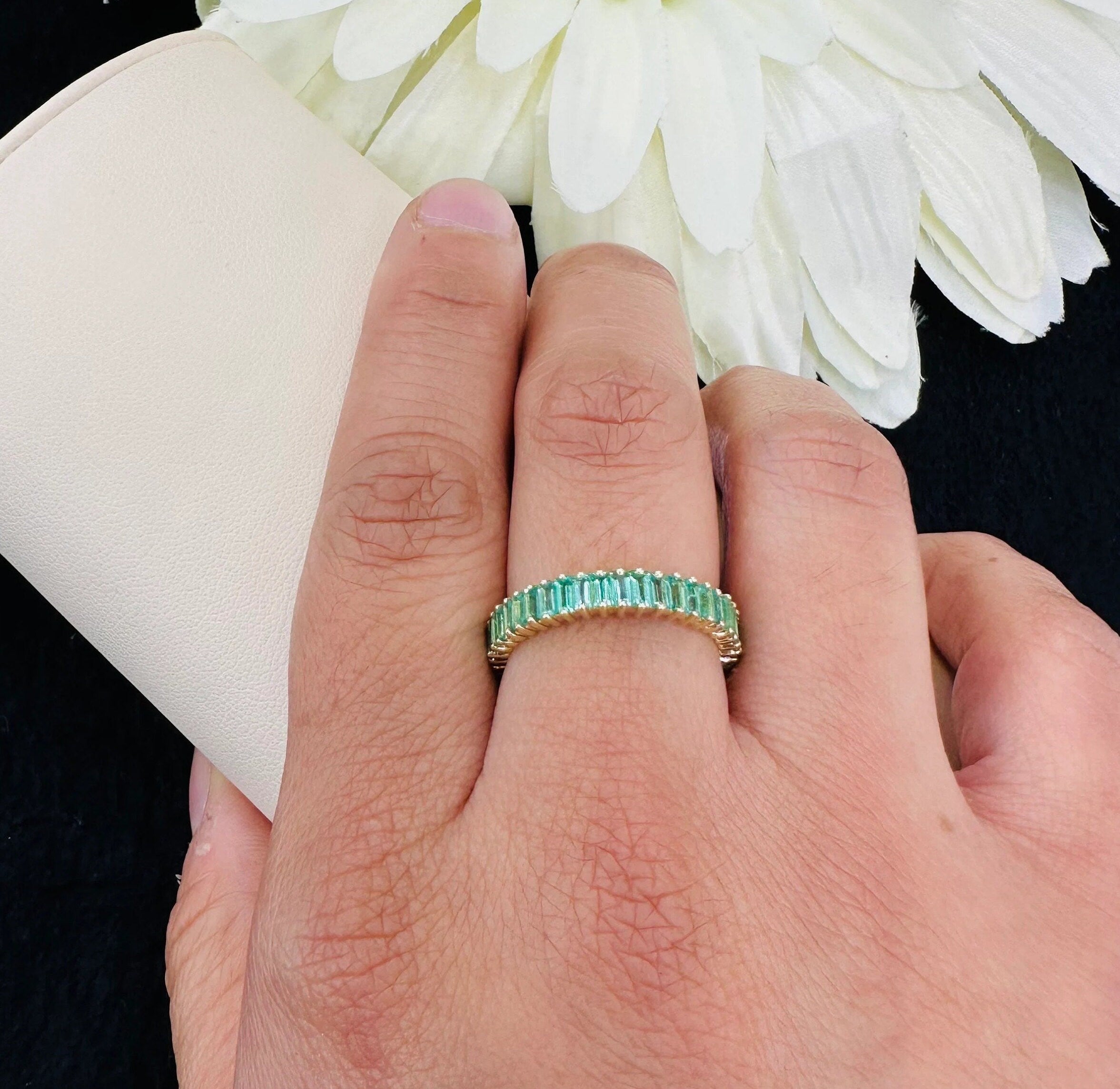 Baguette Emerald Band in US Size 6