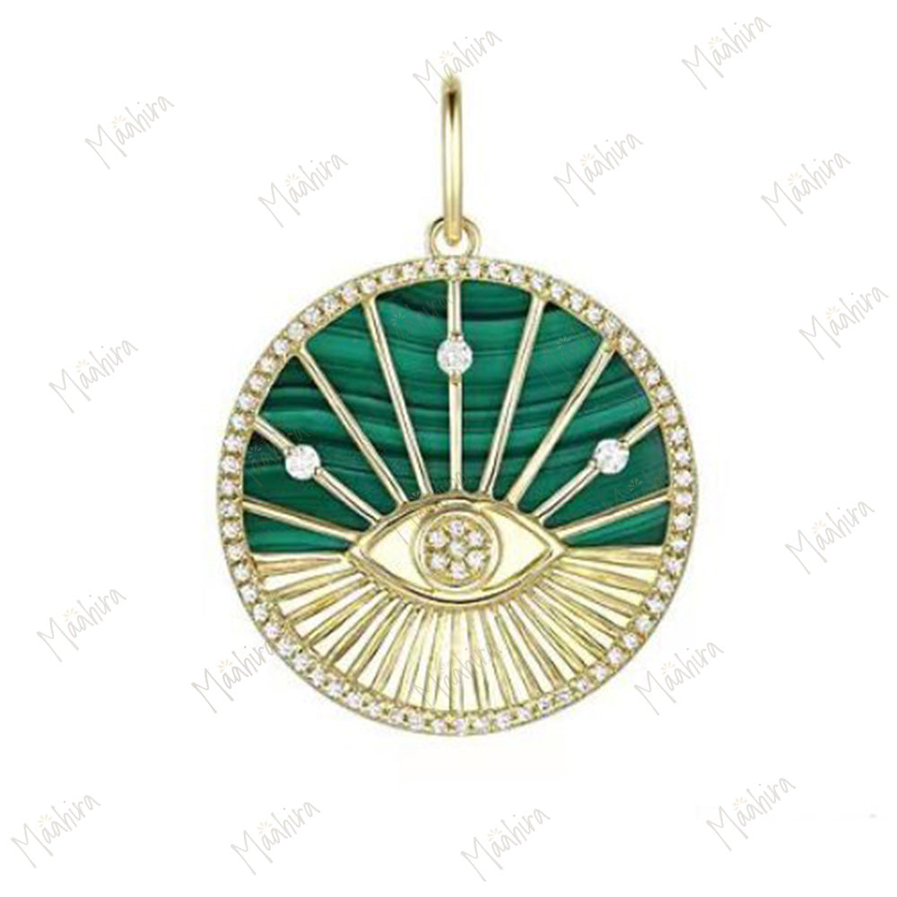 Diamond & Black Onyx Evil Eye Pendant 22mm
