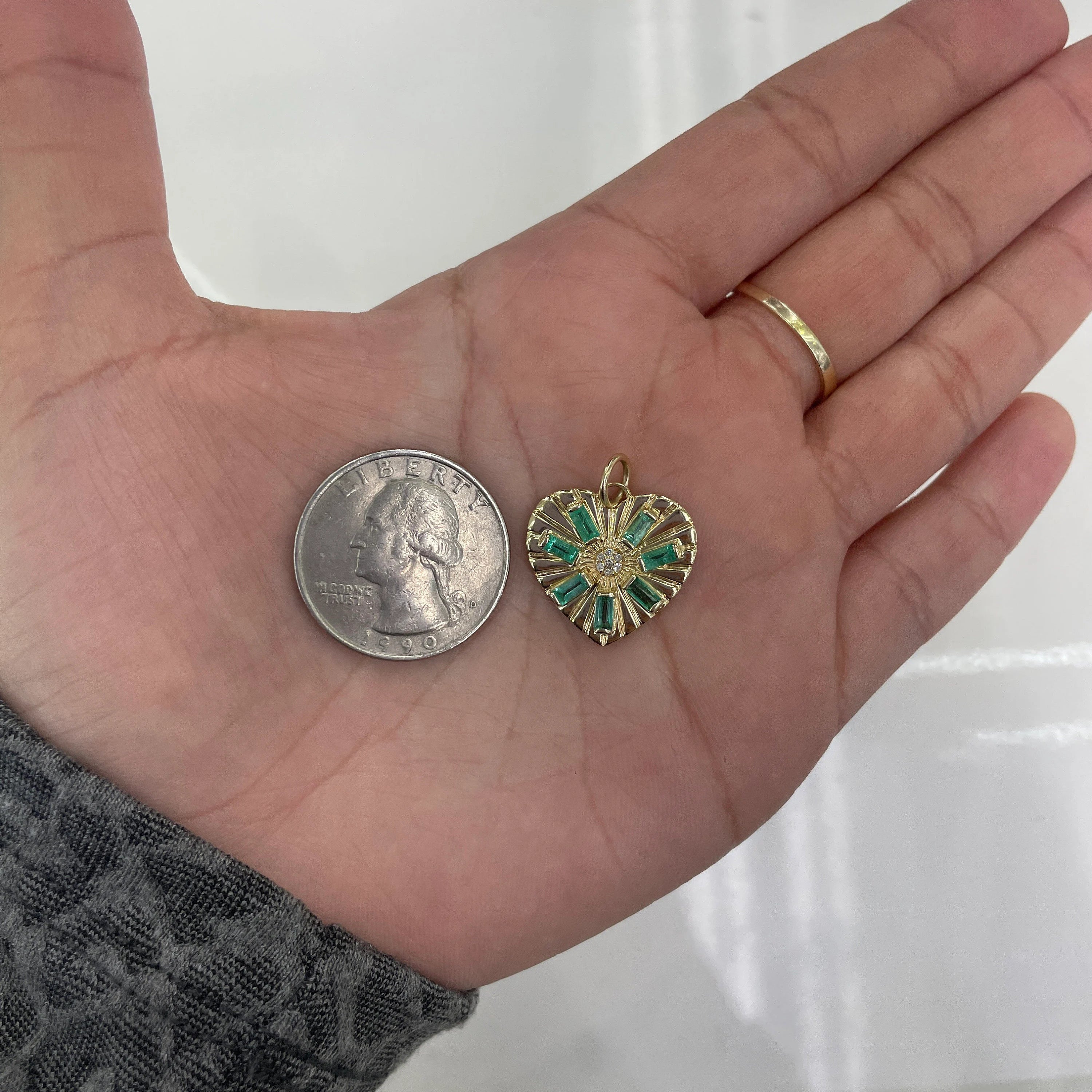Diamond Emerald Heart Pendant