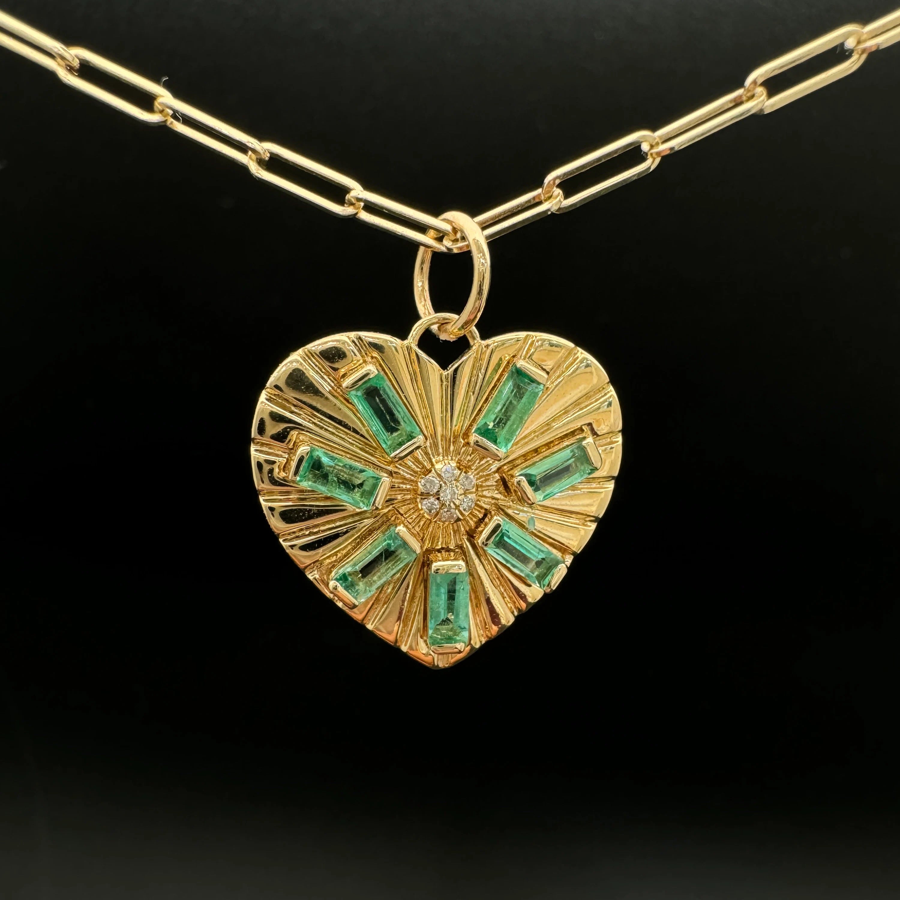 Diamond Emerald Heart Pendant
