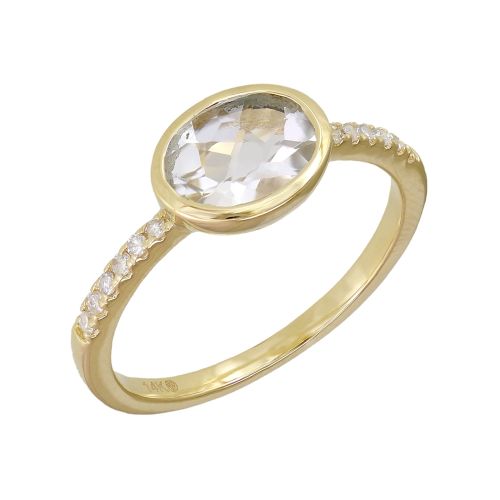 Diamond Oval Shape White Topaz Ring 6