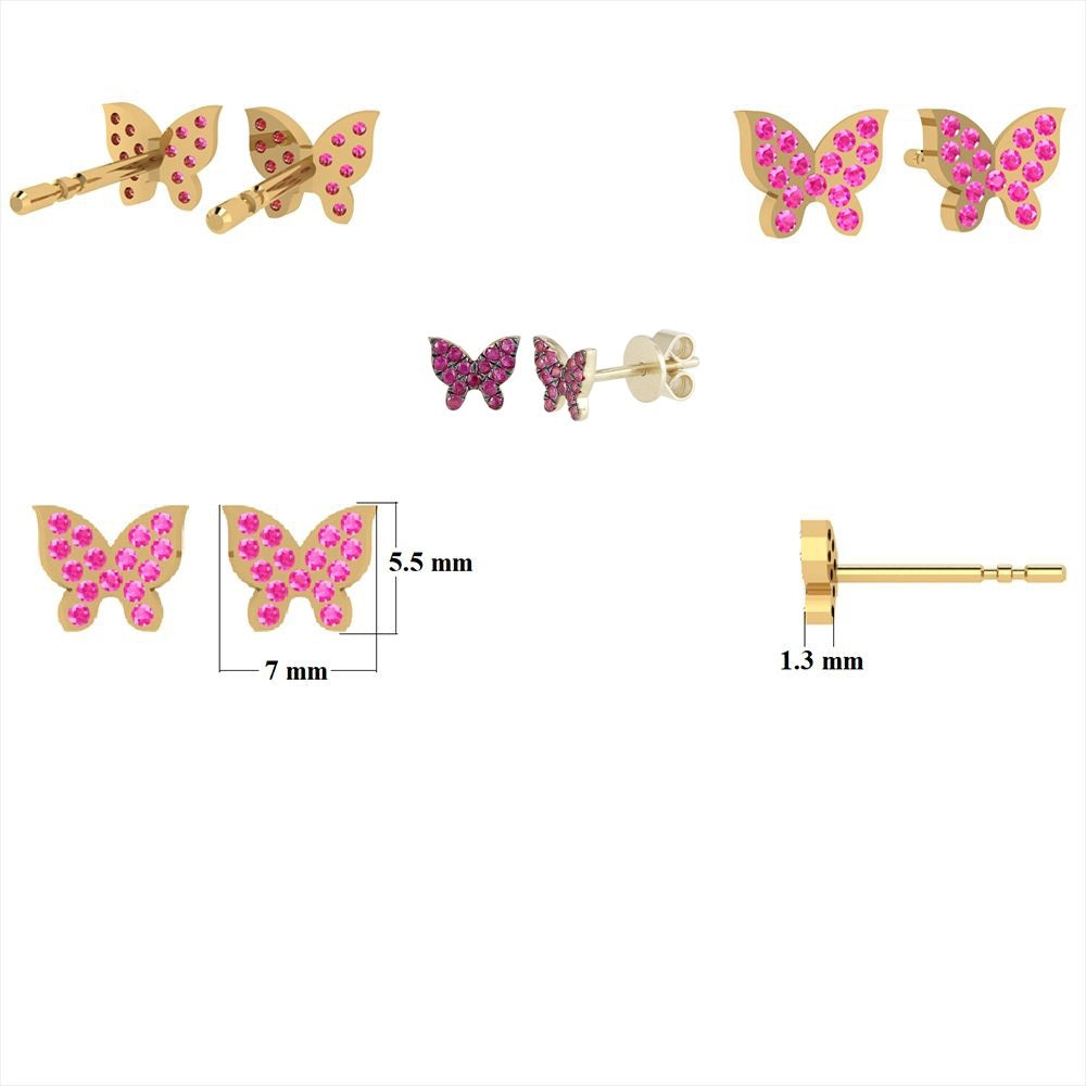 Blue Sapphire Butterfly Studs Black Rhodium 5.5x6.70mm