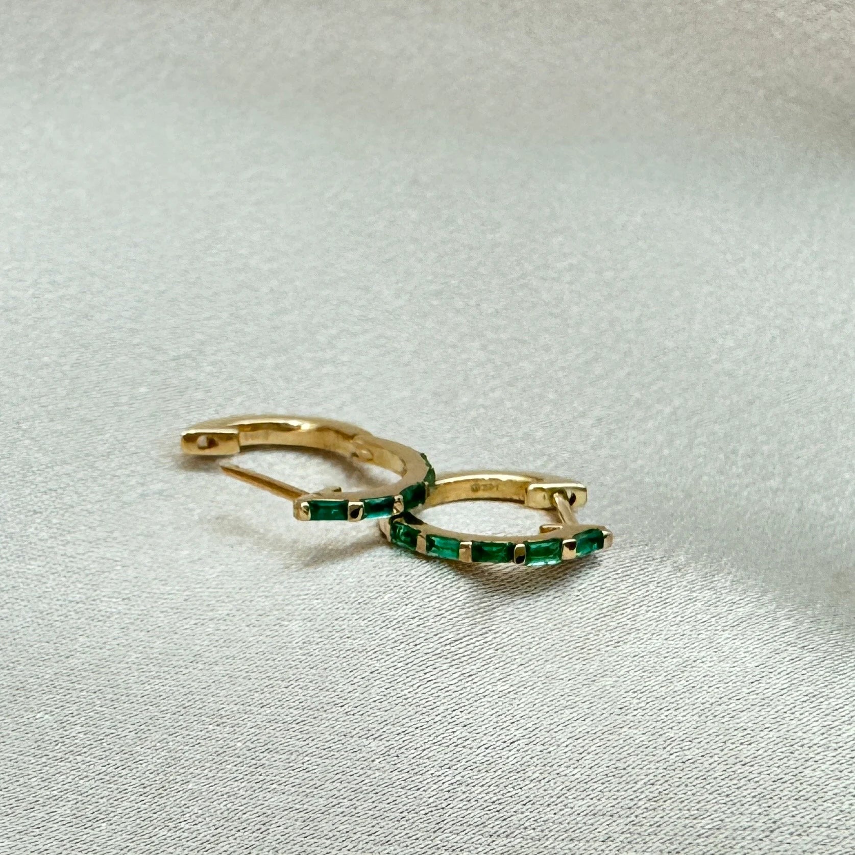 Diamond Baguette Huggies 13mm