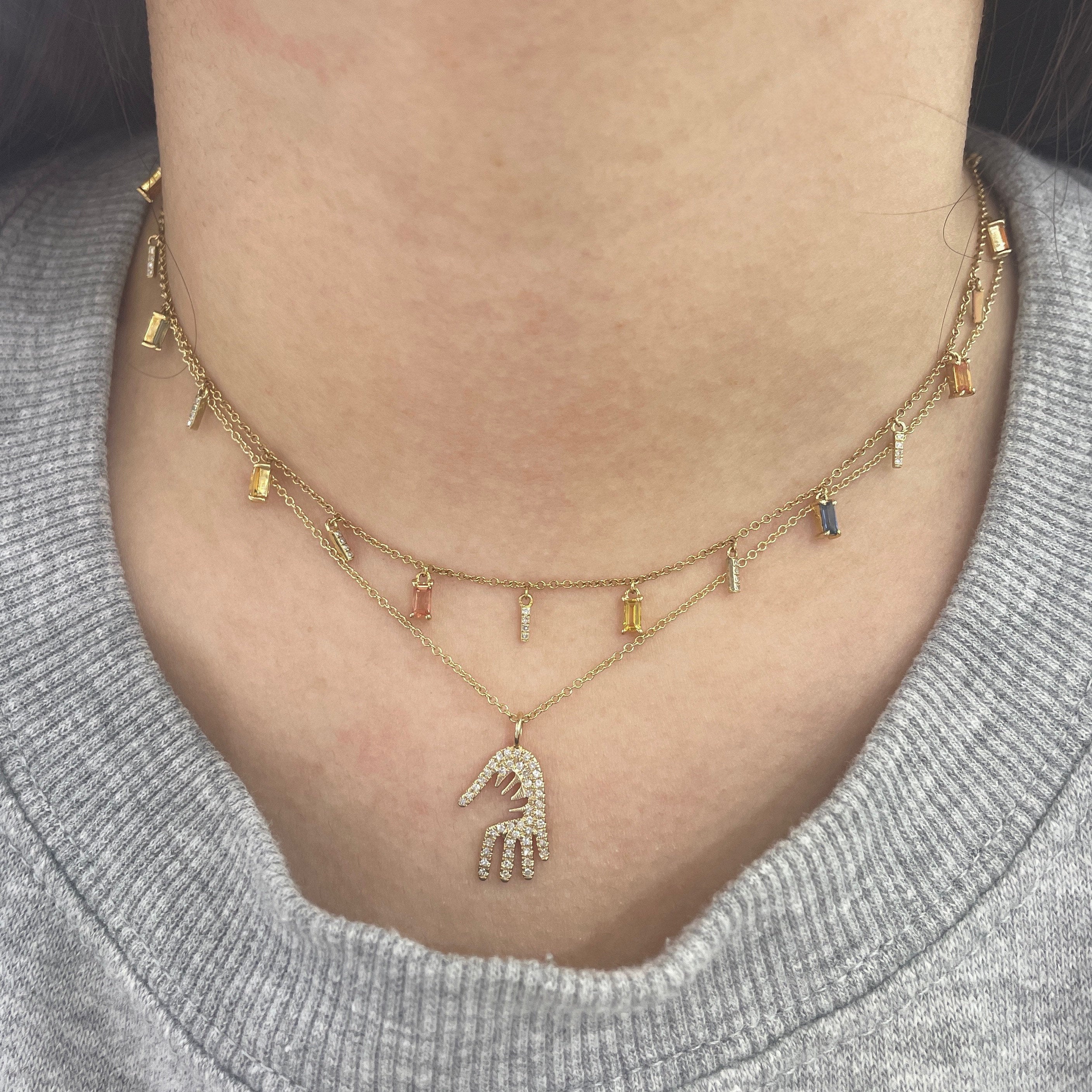 Diamond Hamsa Hand Pendant Necklace