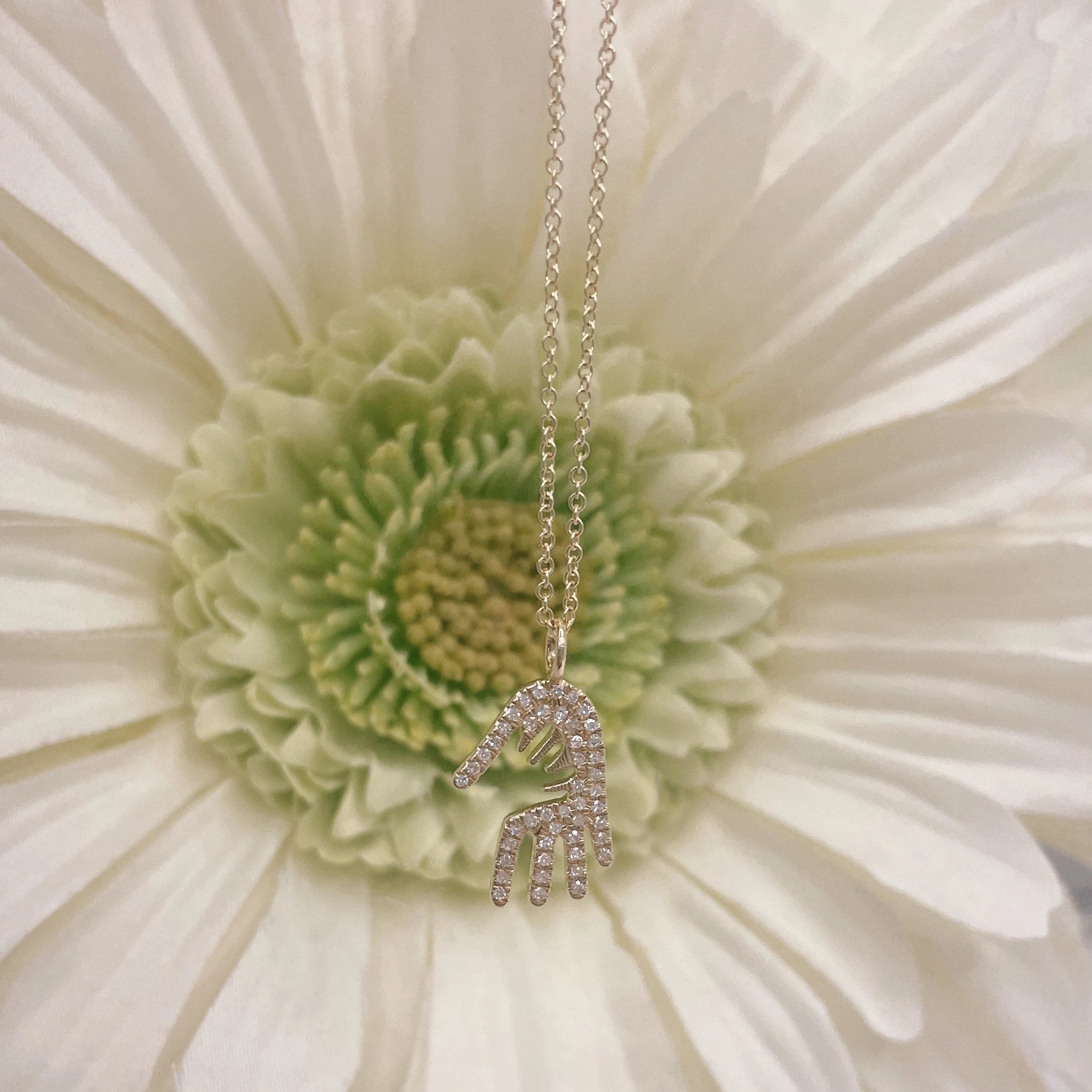 Diamond Hamsa Hand Pendant Necklace