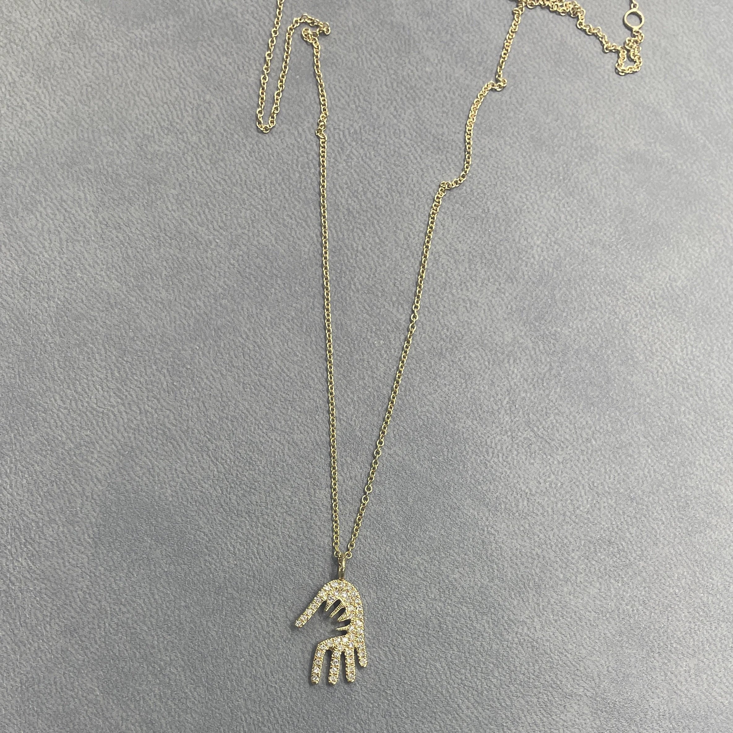 Diamond Hamsa Hand Pendant Necklace