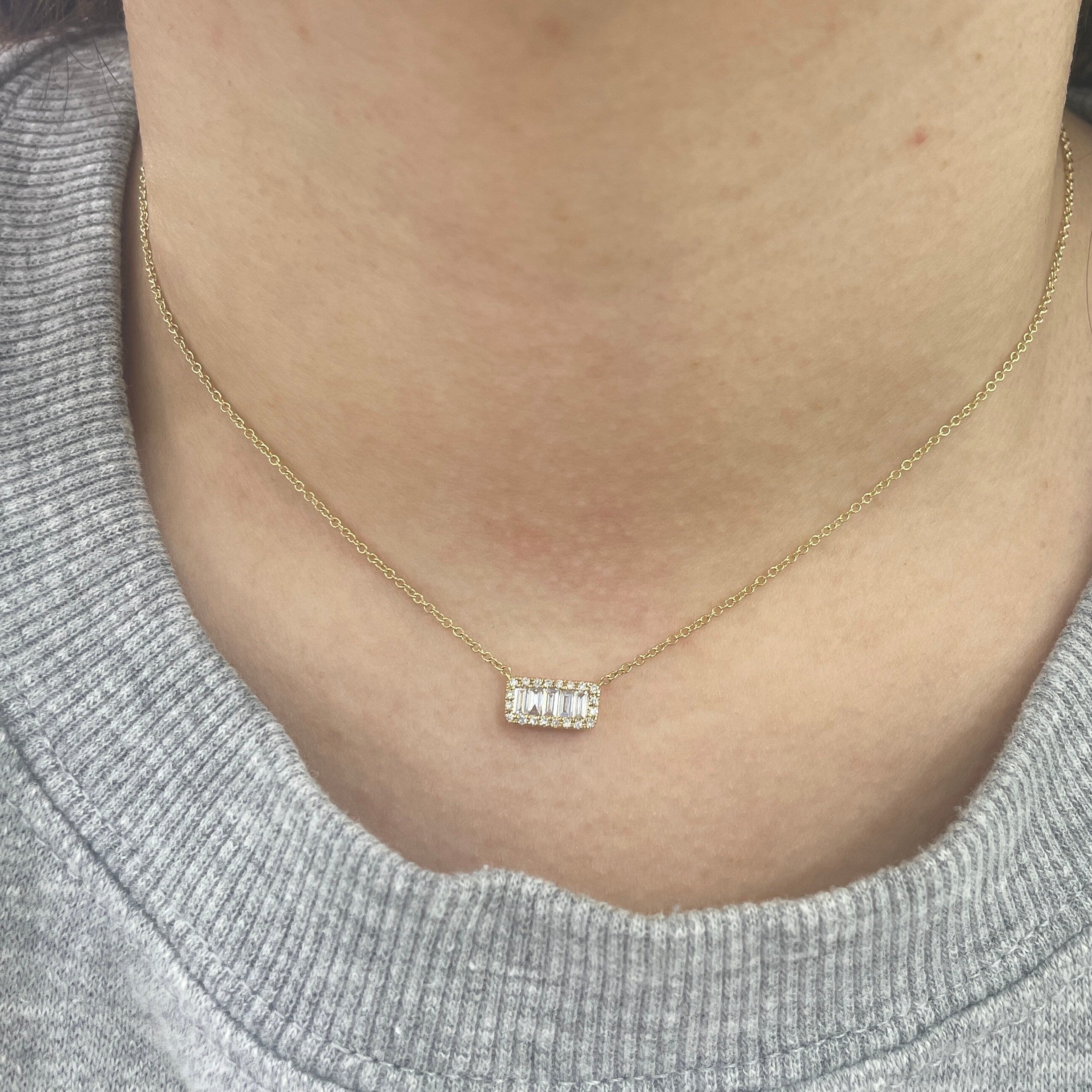 Diamond Baguette Bar Necklace