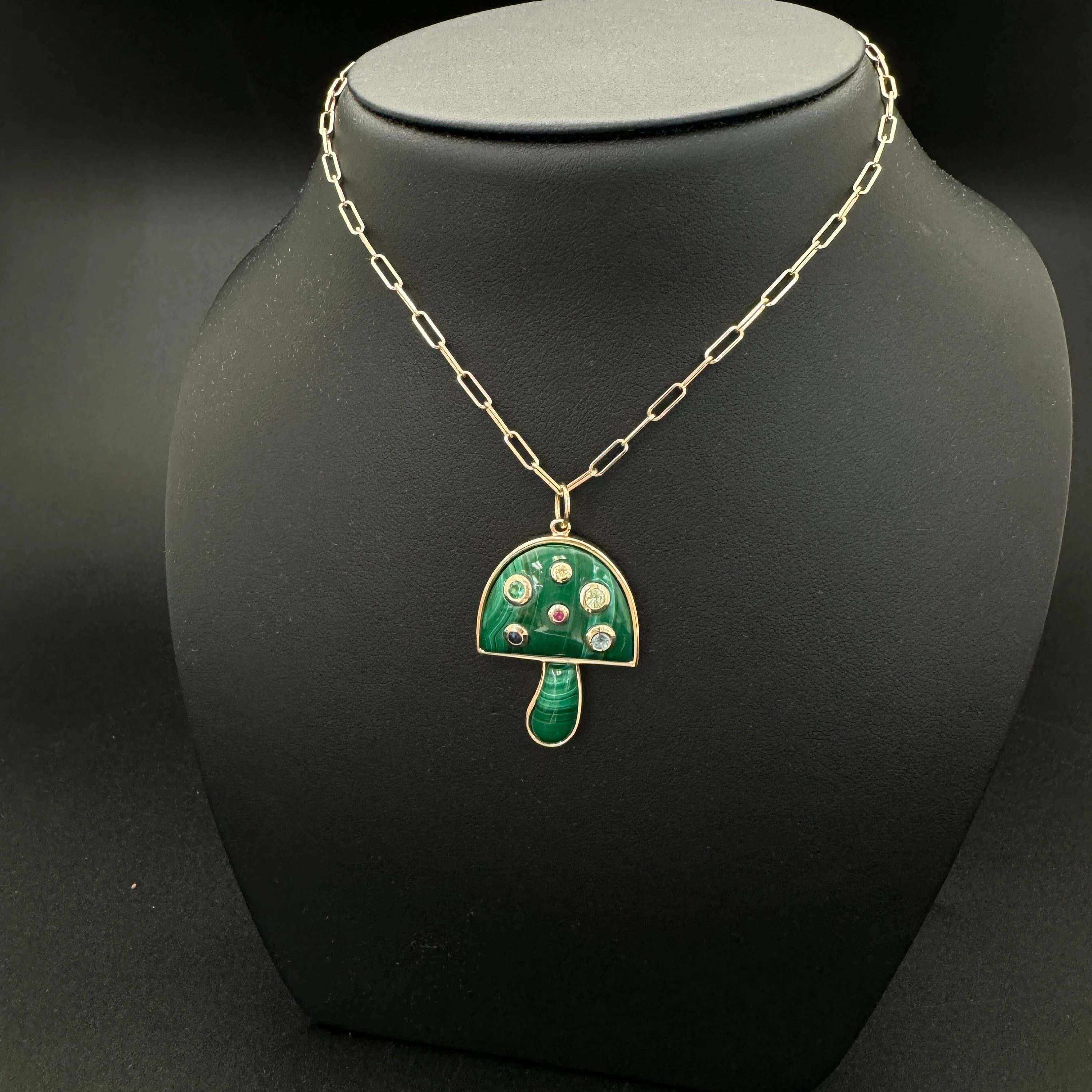 Malachite Mushroom Pendant 39x22.50mm