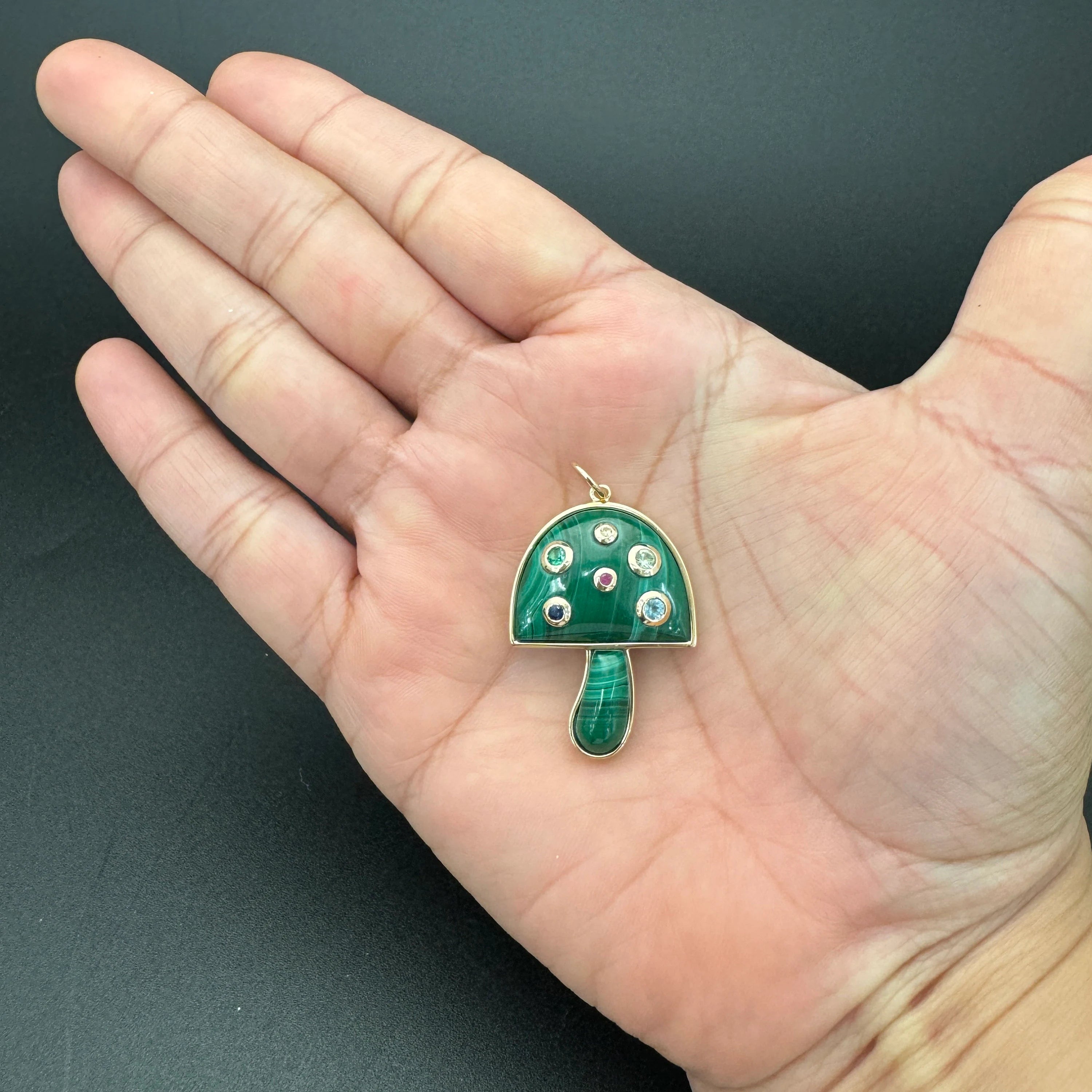 Malachite Mushroom Pendant 39x22.50mm