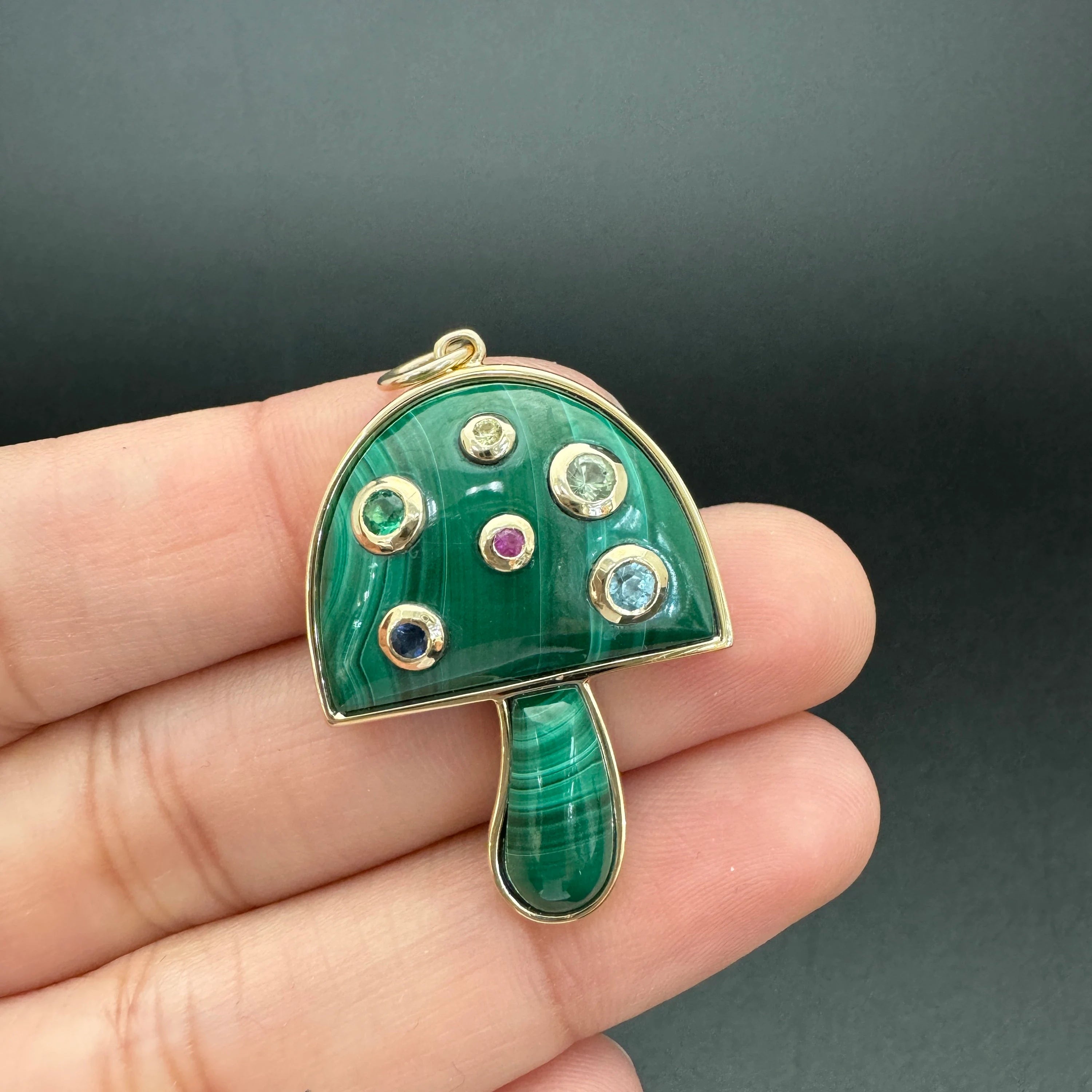 Malachite Mushroom Pendant 39x22.50mm