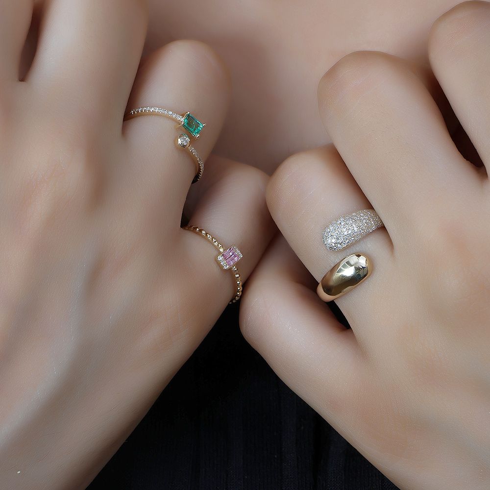 Diamond Open Adjustable Ring in US Size 7