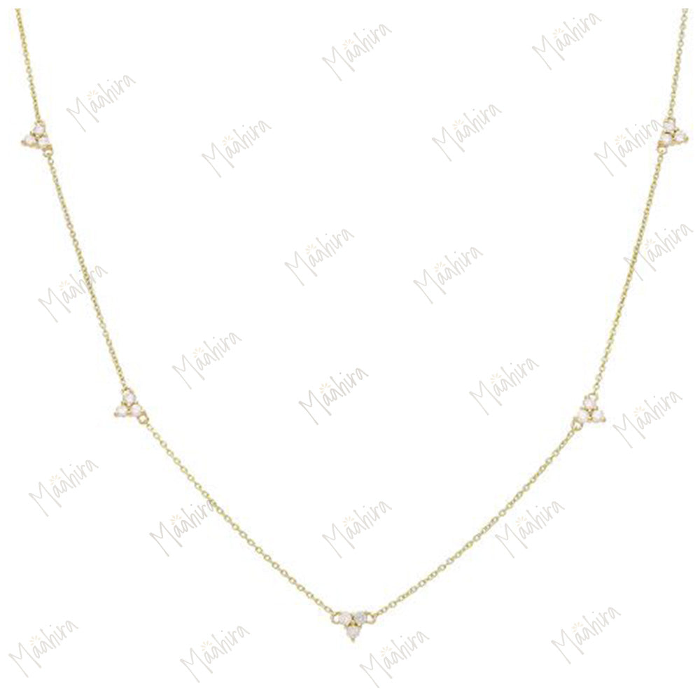 Diamond 7 Triangle Stations Necklace 4.80x4.70mm