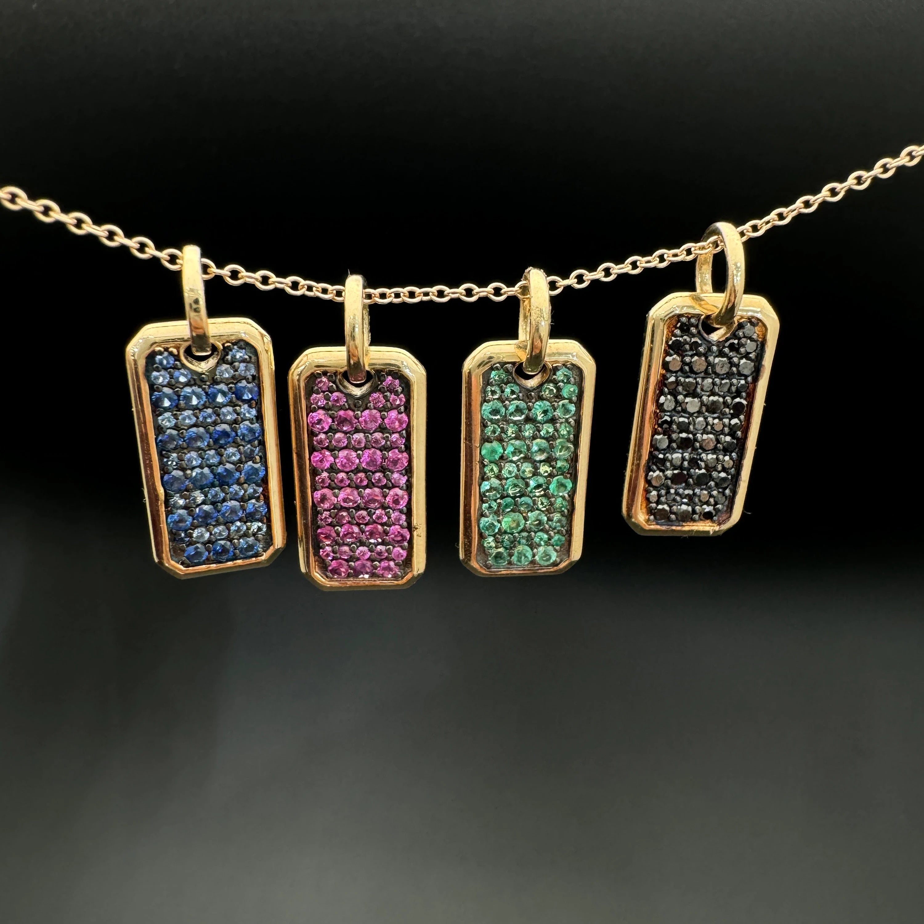 Blue Sapphire Dog Tag Pendant 9x18mm