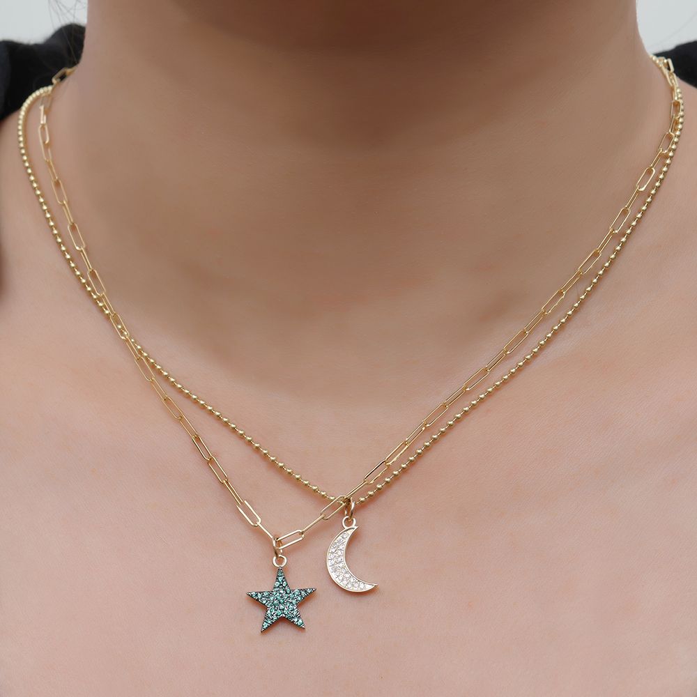 Diamond Moon Pendant 8x12.50mm