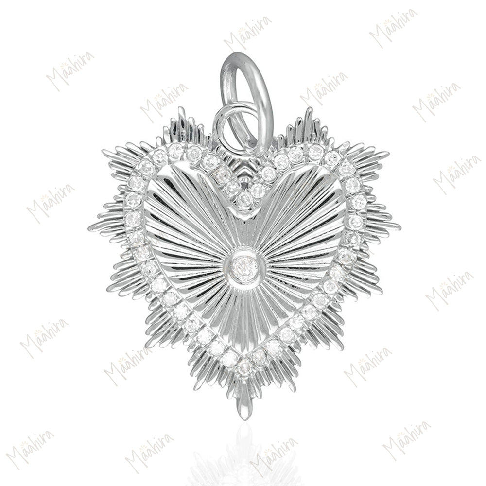 Diamond Heart Rays Pendant 20mm