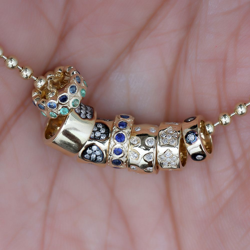 14k Gold Diamond Star Rondelle Bead / Roundel Bead Charm 7x3.60mm