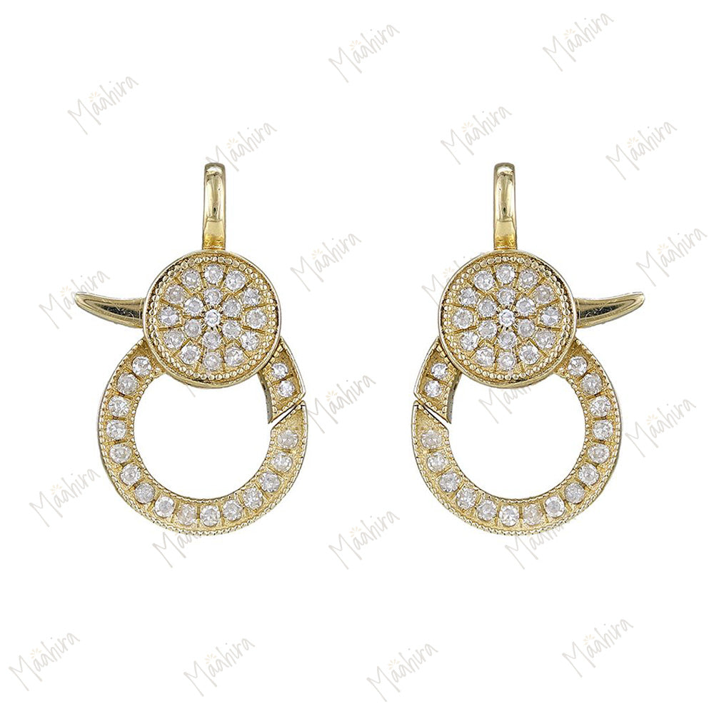 Two Side Diamond Lobster Clasp 11x14.50mm