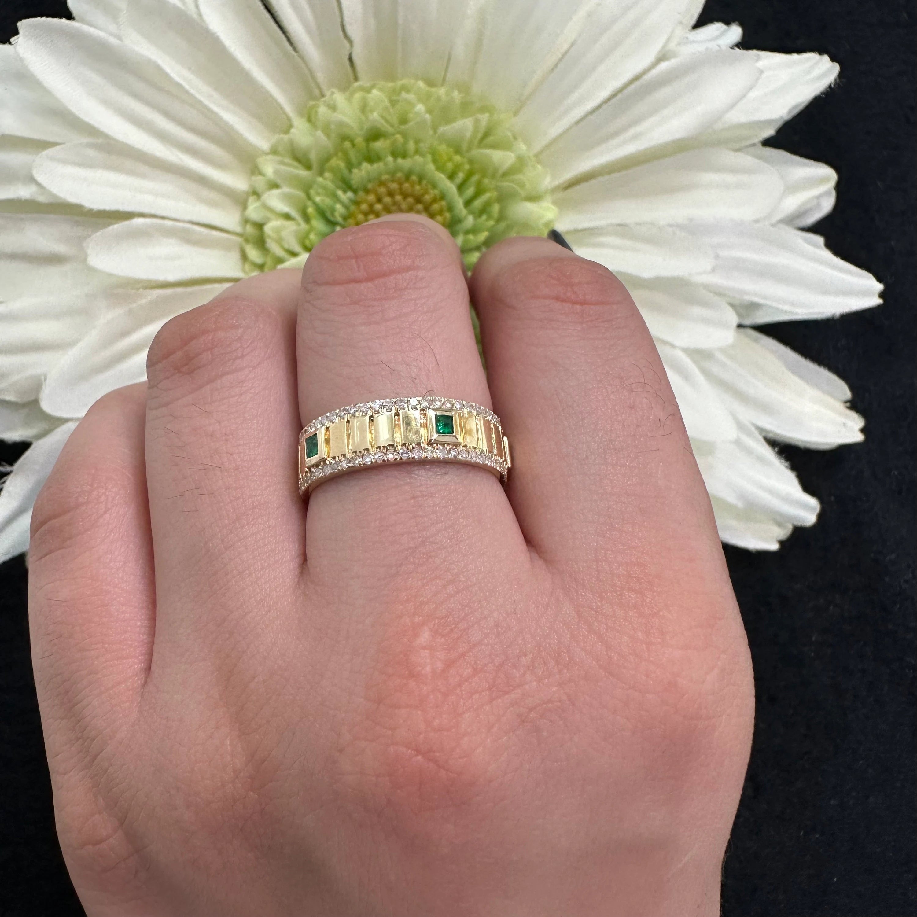 Diamond Turquoise Band Ring - 6