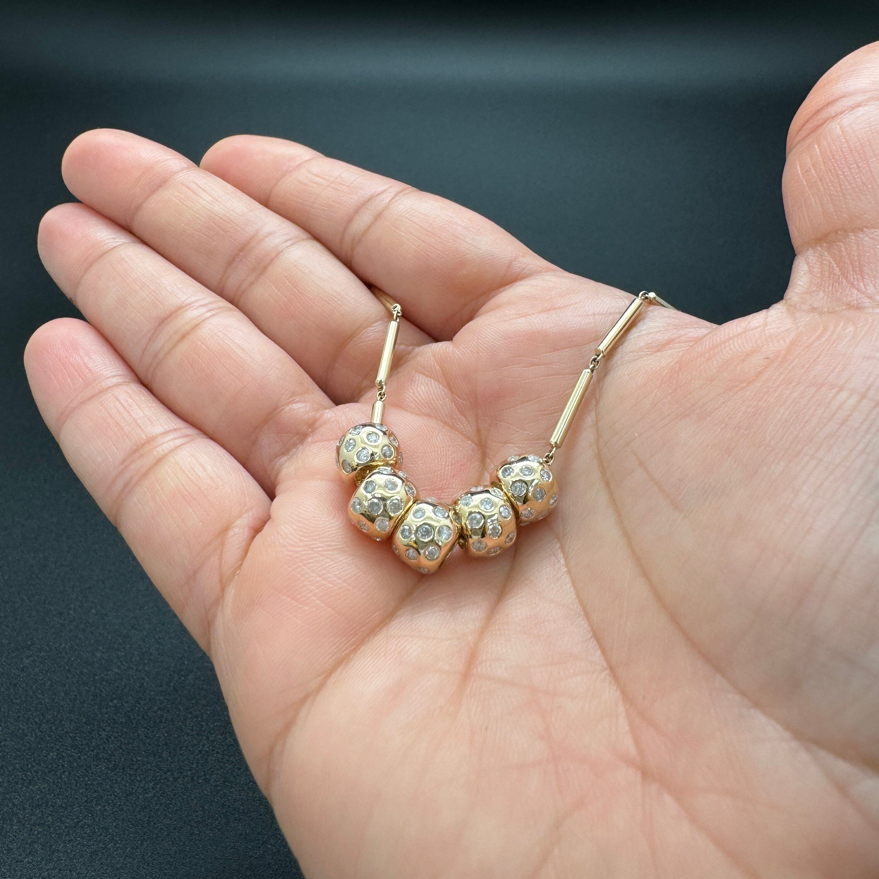 14k Gold Diamond Rondelle Bead / Roundel Bead Charm 6x7.50mm