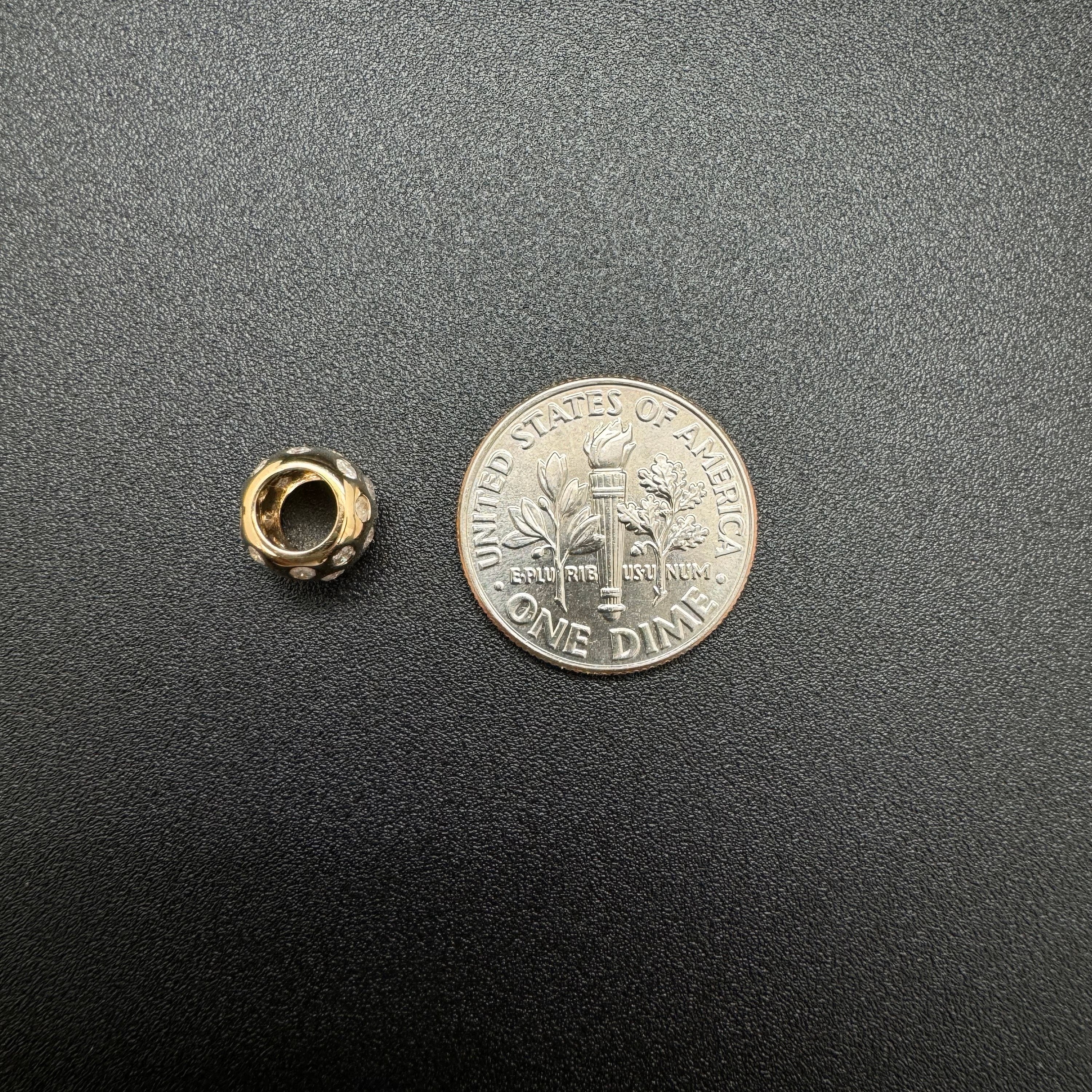 14k Gold Diamond Rondelle Bead / Roundel Bead Charm 6x7.50mm