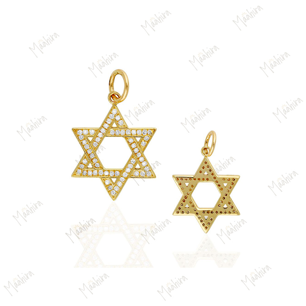 Diamond Star Of David Pendant 13mm
