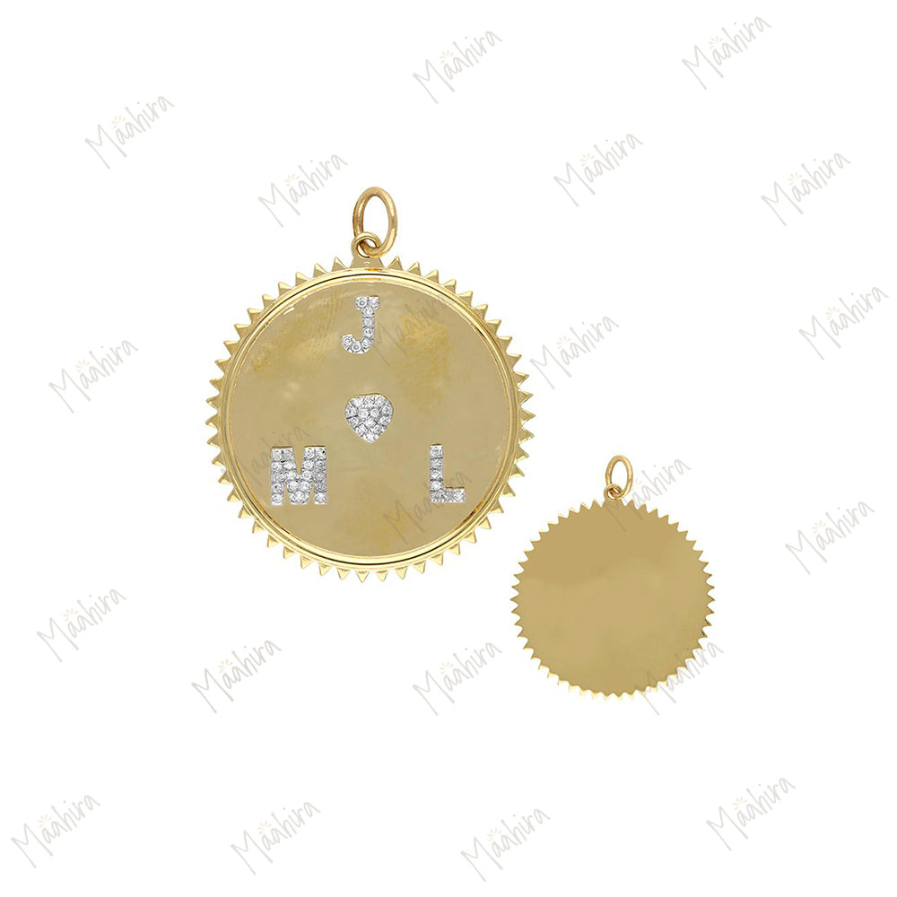 Diamond M J L Letter Pendant