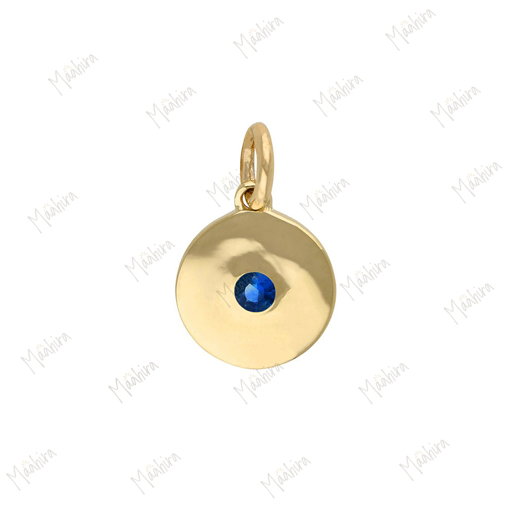 Round September Birth Stone Charm Blue Sapphire 8mm
