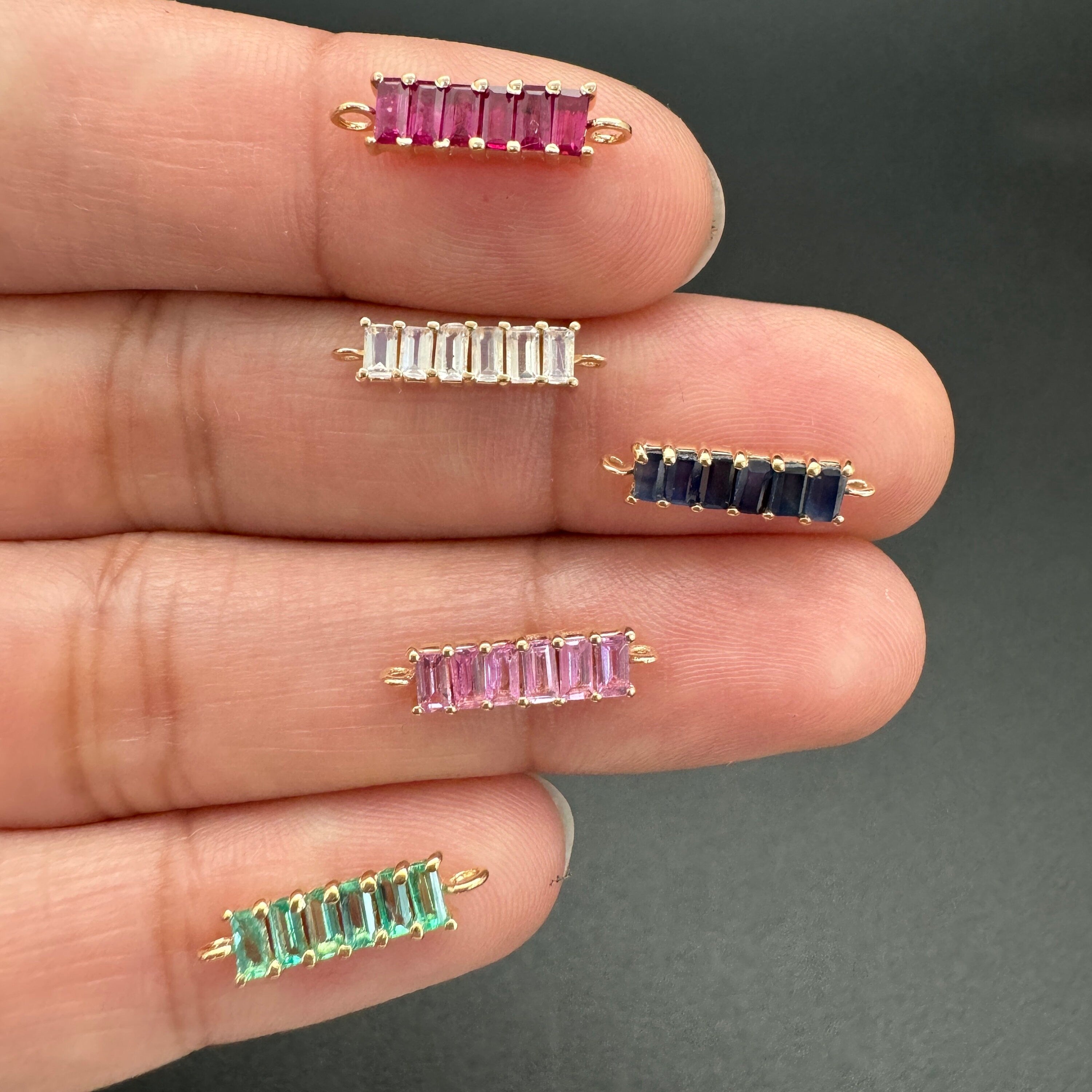 Blue Sapphire Jewelry Connector 10.20x3.20mm