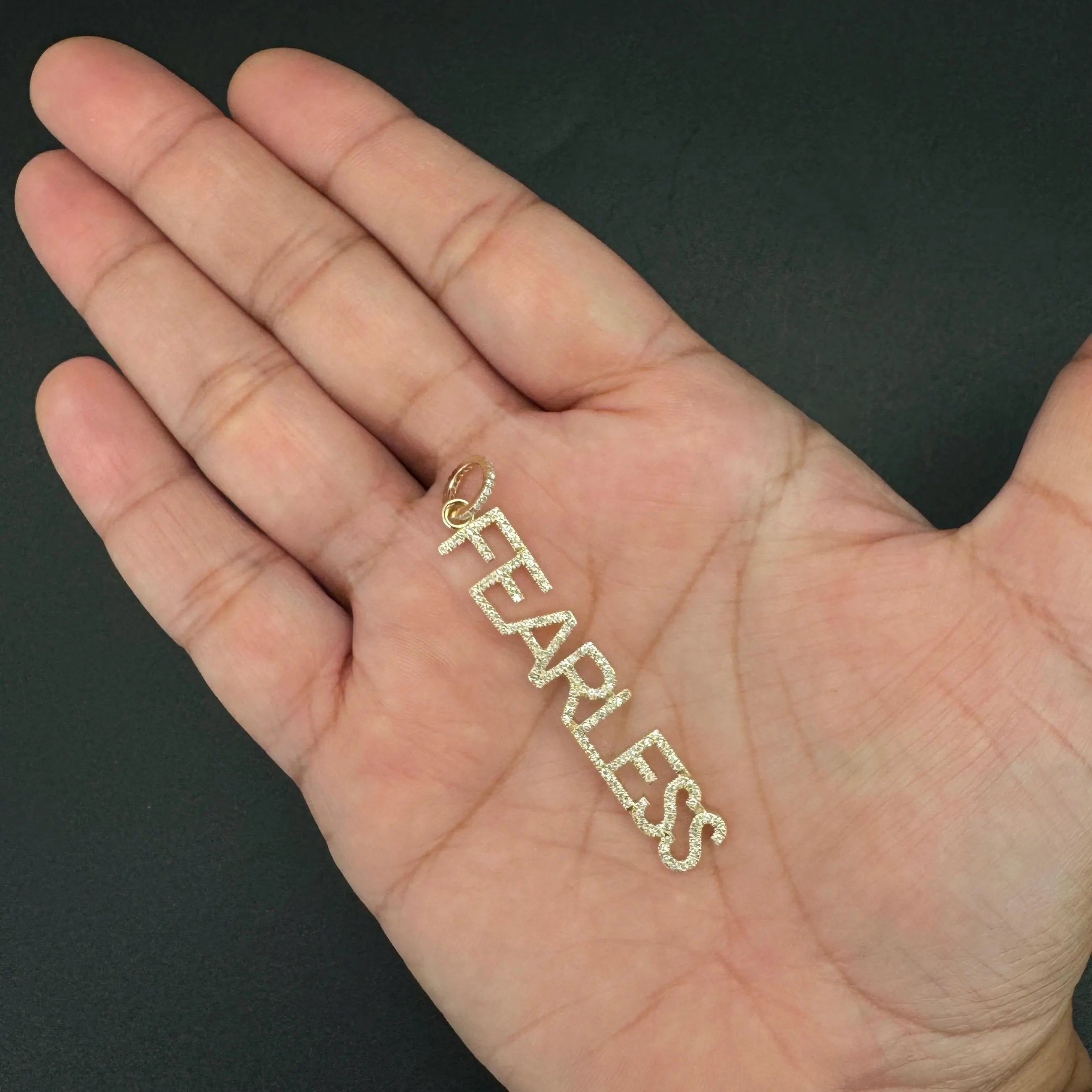 Diamond FEARLESS Word Pendant
