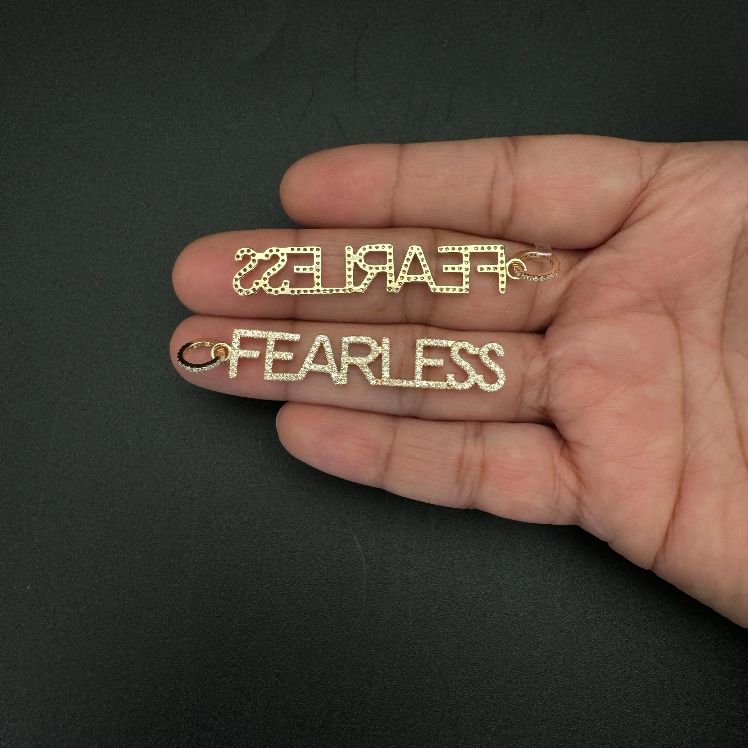 Diamond FEARLESS Word Pendant