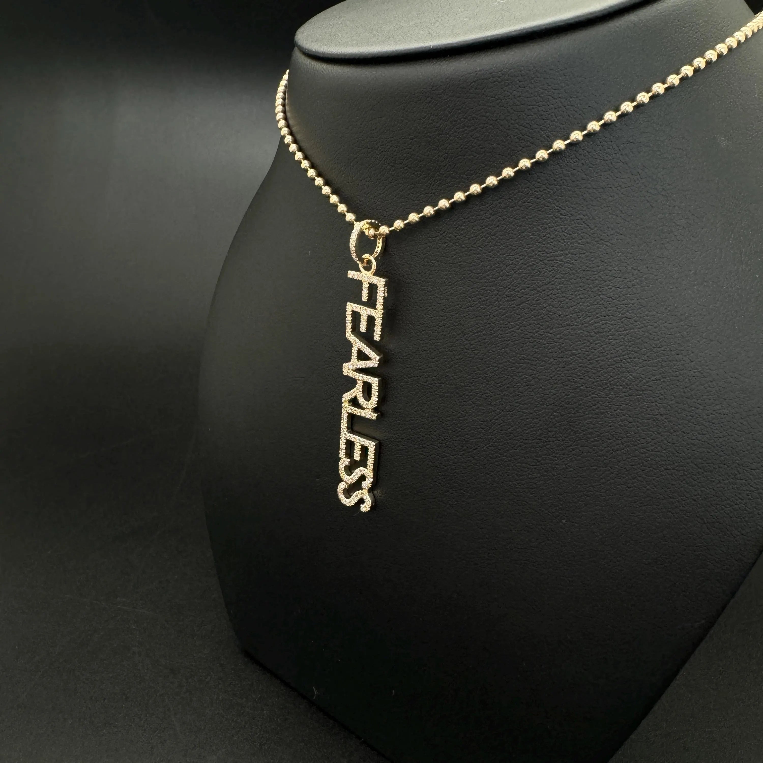 Diamond FEARLESS Word Pendant