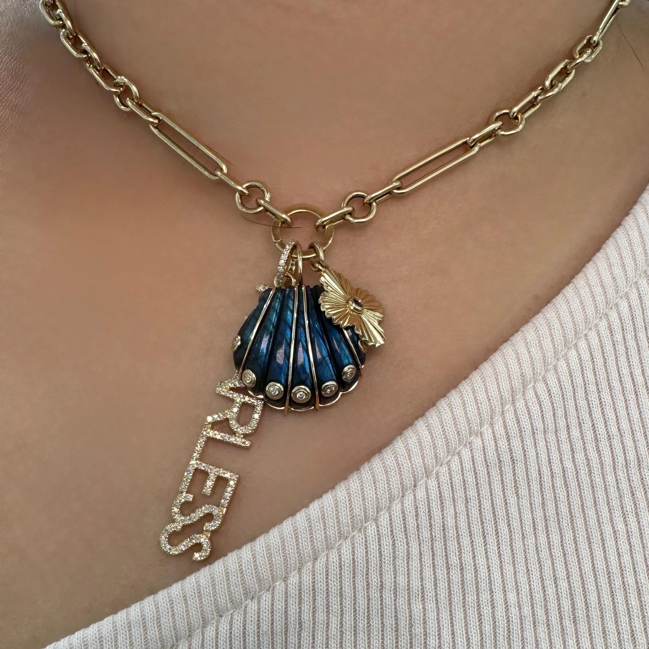 Diamond FEARLESS Word Pendant