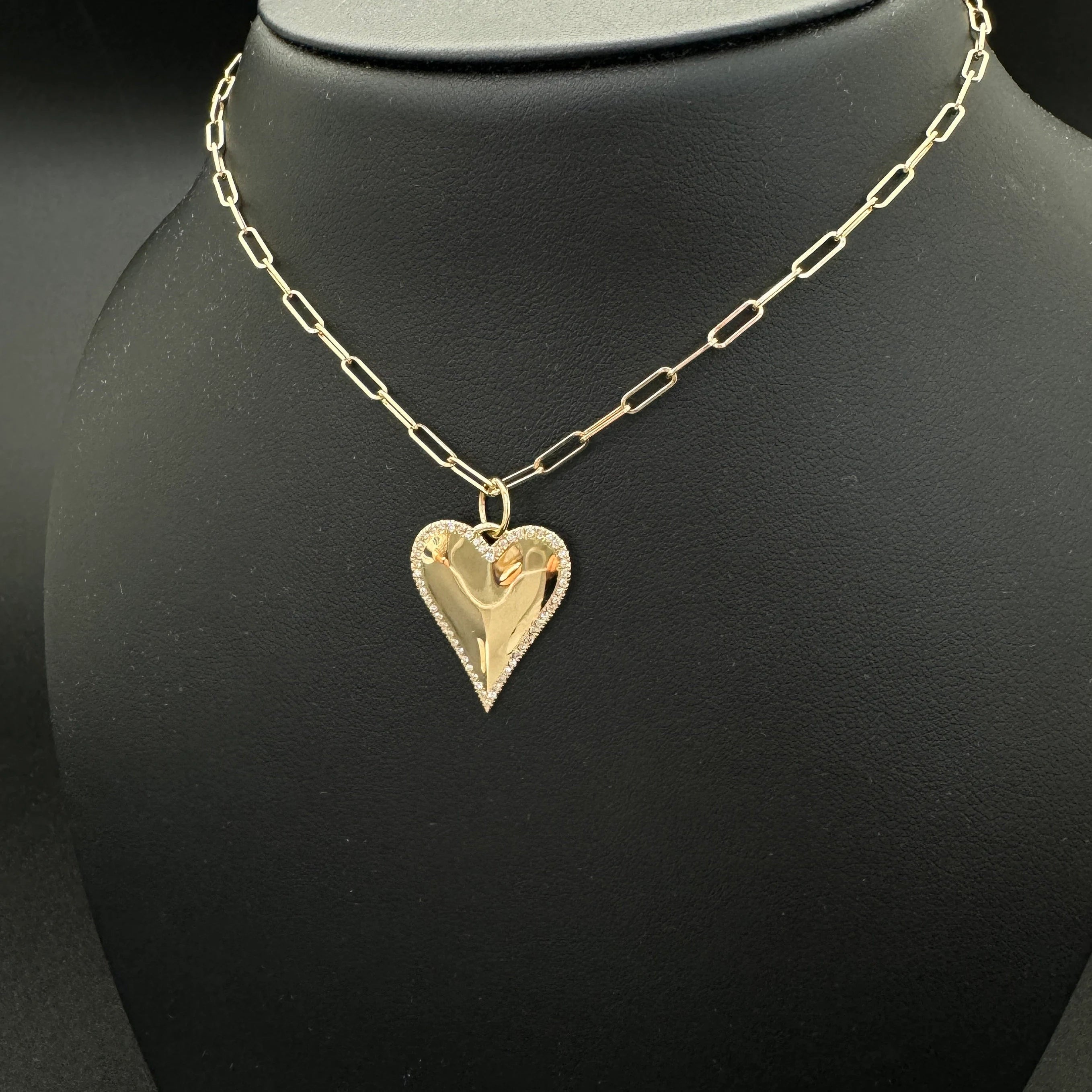 Diamond Border Heart Pendant 20mm