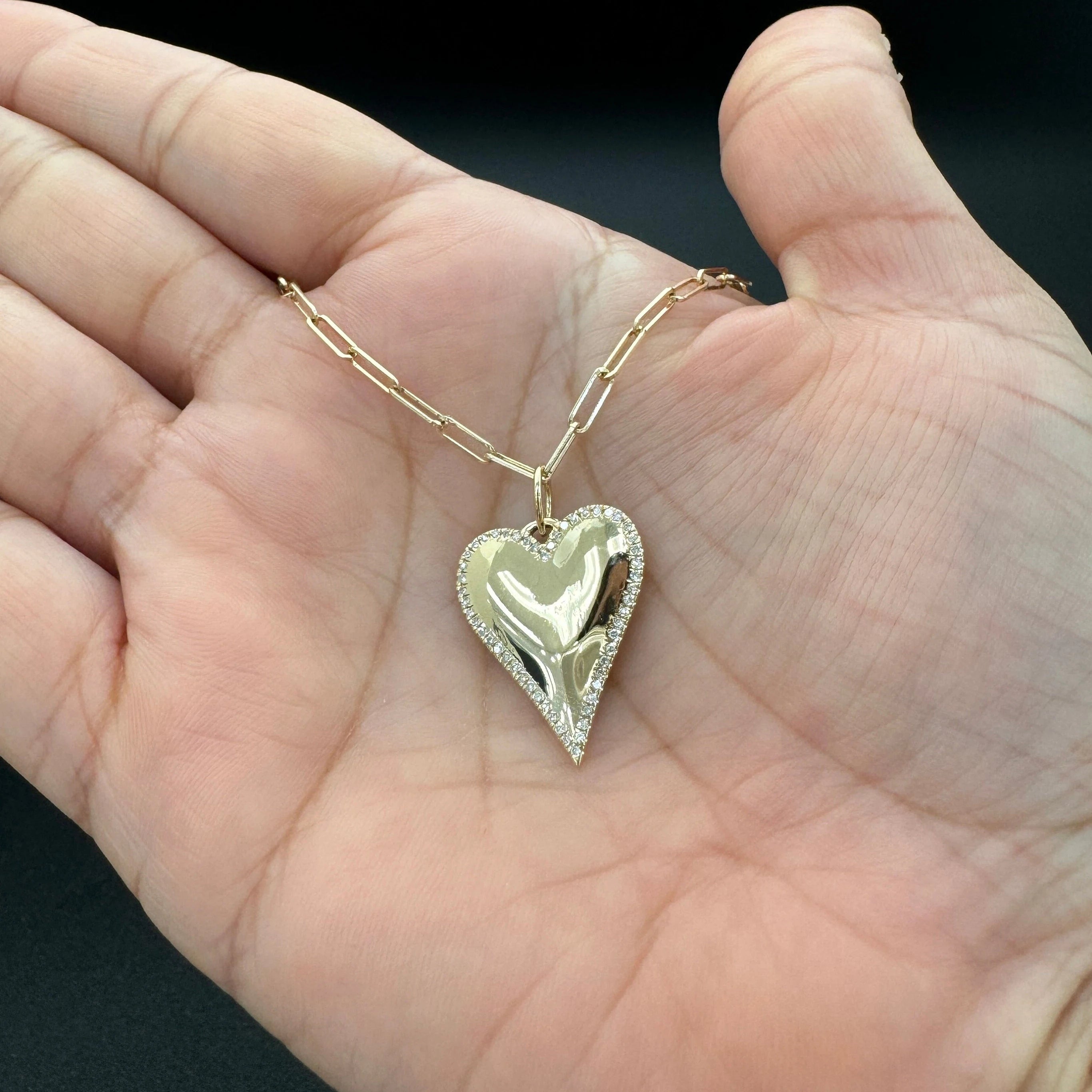 Diamond Border Heart Pendant 20mm