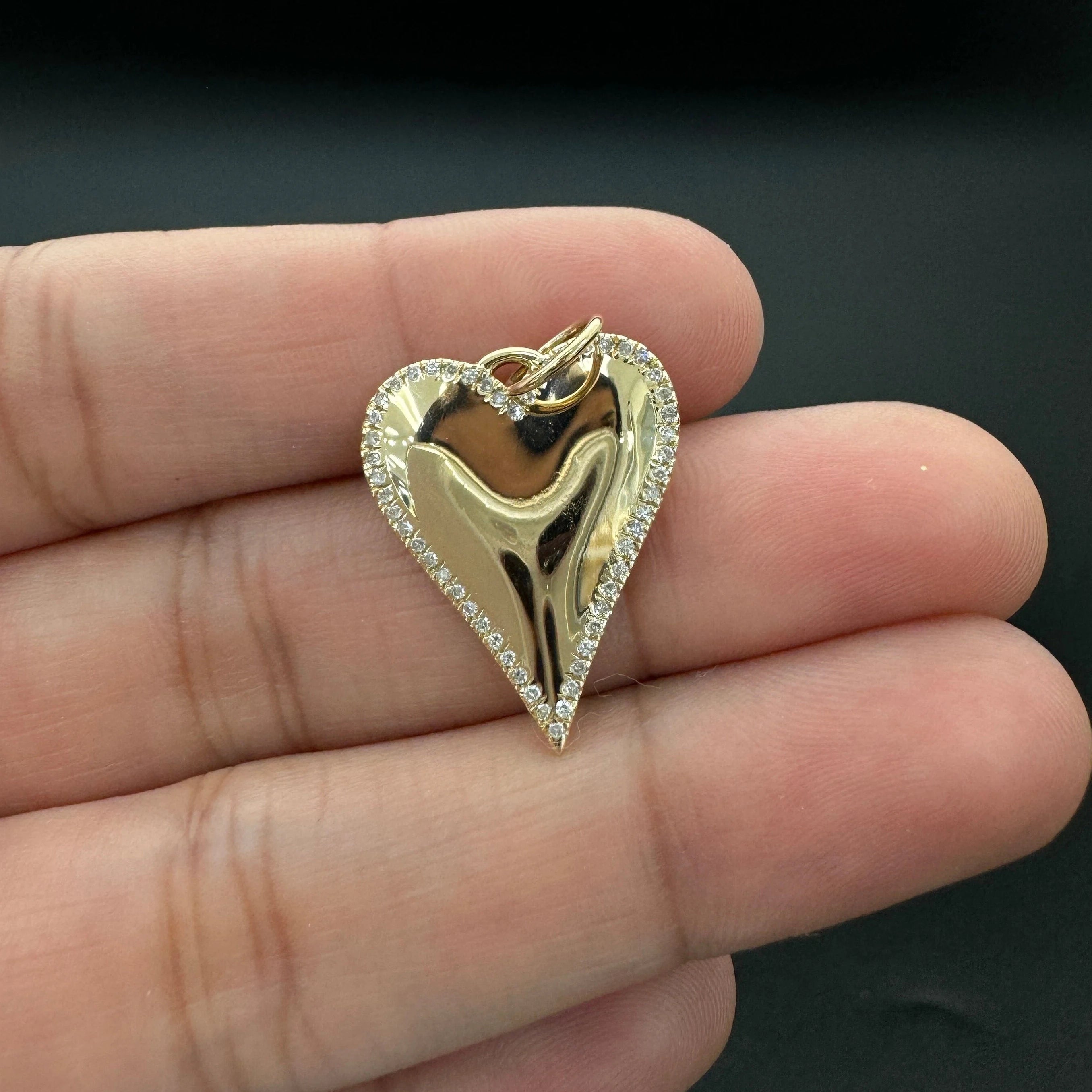 Diamond Border Heart Pendant 20mm